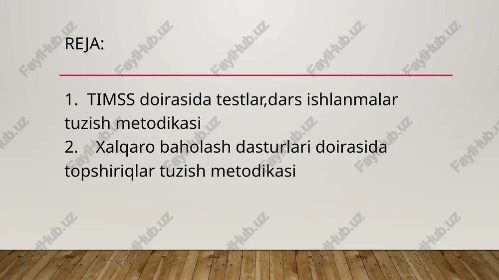 maktab ta’limi sifatininig yuqoriligi (97,9%) o‘quv dasturlari mazmunining o‘quvchilar hayotiy ko‘nikmalarini rivojlantirishga yo‘naltirilganligi oliy ma’lumotli bo‘lish madaniyat darajisida tan olinishi janubiy koreya o‘quvchilar o‘quv faoliyati natijalarini baholashning differensiallashgan tizimining joriy etilganligi timss yordamida o‘quvchilarning quyidagi ta’limiy yutuqlari baholanadi bilish qo‘llash mulohaza timss yordamida o‘quvchilarning quyidagi ta’limiy yutuqlari baholanadi bilish qo‘llash mulohaza matematikadan masalalar yechish, sonlarning xususiyatlari va geometrik jismlar haqidagi nazariy bilimlarni, tabiiy fanlardan organizmlar va obyektlarning xususiyatlari, hodisa va jarayonlar haqidagi bilimlarni bilishi inobatga olinadi matematik va tabiiy-ilmiy masalalarni yechish, jadval, sxema, diagramma, grafiklarni talqin qilish, tajribalarni o‘tkazish ko‘nikmalarini namoyish etishinobatga olinadi aniq va to‘g‘ri mulohaza yuritish, mantiqiy va tizimli fikrlash, bilimlarni integratsiyalash inobatga olinadi timss topshiriqlaridan namunalari anvar va dadasi baliq tutayotgan edilar. anvar 3 kg vaznli baliqni tutdi, dadasi esa 2 kg 30 gramm vaznli baliqni tutdi. dadasi anvardan necha gramm kam vaznli baliq tutgan? 70 g a c d 930 g 970 g 1-topshiriq.(matematika) b 700 …