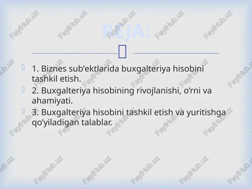 hun ishlatiladi. kassa kitobi tashkilotning bank hisobvarag'iga tushum va to'lovlarni hisobga olish uchun ishlatiladi. kichik kassa kitobi korxona tomonidan amalga oshirilgan naqd pullarning har xil kichik to'lovlarini qayd etish uchun ishlatiladi, masalan, xodimlarga choy va pechene sotib olish yoki suhbatdoshlarning sayohat xarajatlarini qoplash. 2.buxgalteriya hisobining rivojlanishi, o’rni va ahamiyati  boshqaruv hisobi rahbariyatga biznes faoliyatini rejalashtirish, boshqarish va nazorat qilish bo'yicha o'z vazifalarini bajarishda yordam berish uchun amalga oshiriladi. u ma'lumotlarni o'lchash, tahlil qilish, talqin qilish va boshqaruvga tushunadigan shaklda etkazish jarayoni bilan bog'liq. boshqaruv buxgalterlari moliyaviy buxgalteriya yozuvlaridan o'z ishlari uchun ma'lumotlar manbai sifatida foydalanadilar, lekin ular menejerlar uchun foydali bo'lgan boshqa ma'lumotlar manbalaridan (ichki va tashqi) foydalanishni tanlashlari mumkin boshqaruv hisobi  boshqaruv hisobi moliyaviy hisob nima uchun axborot asosan ishlab chiqariladi ichki foydalanish uchun, masalan, menejerlar va xodimlar tashqi foydalanish uchun, masalan, aktsiyadorlar, kreditorlar, banklar, hukumat. axborotning maqsadi rejalashtirish, nazorat qilish va qaror qabul qilishga yordam berish …