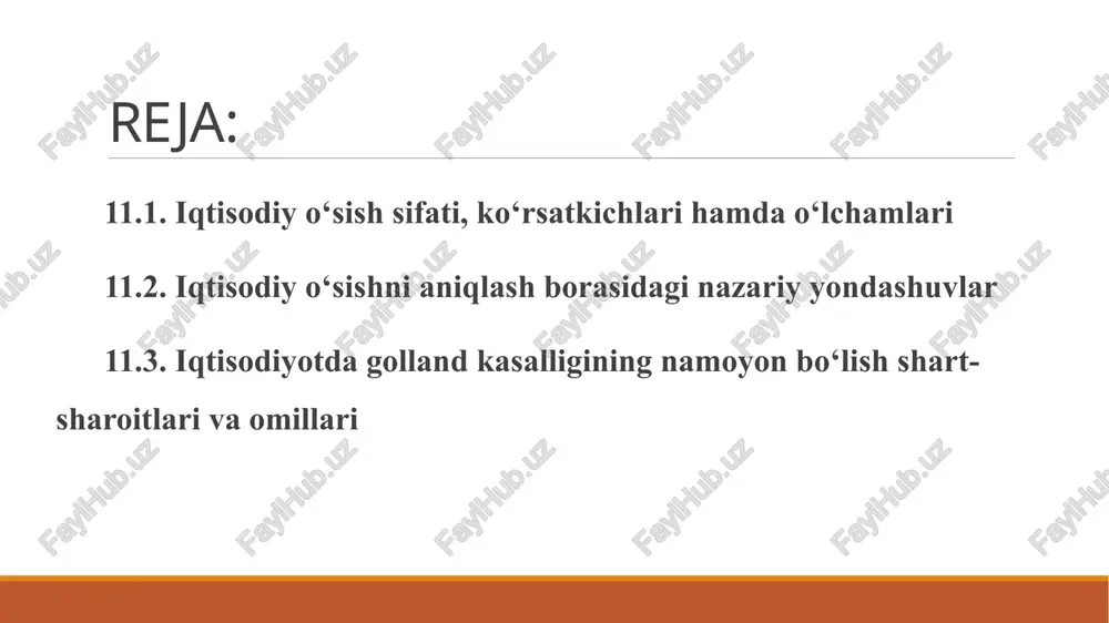 ni oshirish, barobarda 1,6 yaim da sanoat ulushini oshirish, barobarda 1,4 iqtisodiyotda energiya samaradorligini oshirish, % da 20 havoga chiqariladigan zararli gazlarni hajmini kamaytirish, % da 10 raqamli iqtisodiyot hajmini oshirish, barobarda 2,5 dasturiy mahsulotlar eksportini oshirish, marta 10 investitsiyalarni jalb etish, mlrd, dollarda 120 fond bozori hajmini oshirish, mlrd, dollarda 6,8 eksport hajmini mlrd dollarga etkazish 30 yaim da xususiy sektor ulushini % ga etkazish 80 ishsizlik darajasini tushurish, barovarda 2 dehqon va fermerlar daromadini oshirish, barovar 2 qishloq xo‘jaligini yillik o‘sishini % ga etkazish 5 chorvachilik ozuqasini ishlab chiqarishni ko‘paytirish, marta 1,5-2 hududiy iqtisodiyotni oshirish, marta 1,4-1,6 mahalliy sayyohlar sonini oshirish, mln., nafar 12 bank tizimida xususiy sektor ulushini oshirish, % da 42 meva-sabzavotchilik eksportini salohiyatini oshirish, mlrd., dollar 1 11.2 – rasm. 2000 yildan 2021 yilgacha bo‘lgan davrda o‘zbekiston respublikasi yalpi ichki mahsuloti hajmi. aholi jon boshiga yaim, aqsh dollarida 2000 2005 2010 2011 2012 2013 2014 …