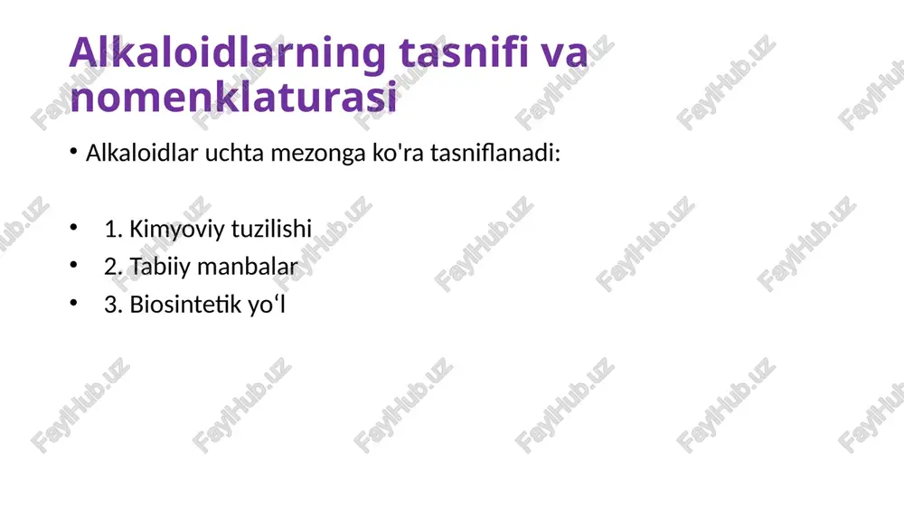 vjud: qadimgi yunon faylasufi suqrot gemlok (hemlok) damlamasi bilan zaharlangan degan taxmin mavjud. konin juda oddiy sintetik usulda olingan birinchi alkaloid edi (ladenburg, 1866): piridinlar guruhi bu guruhda nikotin (nicotina tabacum l.dan) va anabazin (anabasis aphilla l.dan) biologik faolligi bilan ajralib turadi: nikotin o'ziga xos tamaki hidiga ega, suvda va organik erituvchilarda yaxshi eriydigan rangsiz yog'li suyuqlikdir. limon yoki malein kislotalari bilan tuzlar shaklida, quruq tamaki barglarida sezilarli miqdorda (2-8%) topiladi, u erdan olinishi mumkin. kichik dozalarda nikotin markaziy asab tizimini qo'zg'atadi, katta dozalarda uni susaytiradi va oxir-oqibatda markaziy asab tizimining falajiga, nafas olish va yurak faoliyatiga olib keladi. anabazin farmakologik ta'sirida nikotinga o'xshaydi. ilgari chekishni tashlashga yordam beradigan vosita sifatida ishlatilgan, hozirda yuqori toksiklik tufayli to'xtatilgan opiy alkaloidi gipnotik (uxlatuvchi) yoki ko'knoridan (papaver somniferum) ajratilgan alkaloidlarni ikki guruhga bo'lish mumkin: 1) piperidin siklini o'z ichiga olgan fenantren hosilalari; 2) izoxinolin hosilalari. fenantrenin hosilalariga morfin va uning hosilalari kiradi. morfin …