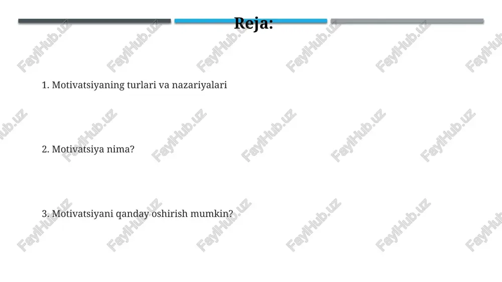 milli nazariyasi motivatsiyani gigiyenik (ish sharoiti) va motivatsion (ishning o'zi) omillarga ajratadi. bu farq xodimlarni rag'batlantirishning muhim jihatidir. maslouning ehtiyojlar ierarxiyasi nazariyasi 5 bosqichdan iborat: fiziologik, xavfsizlik, ijtimoiy, hurmat va o'zini oqlash ehtiyojlari. bu bosqichlar motivatsiyani tushuntirishga yordam beradi. motivatsiyaga to'sqinlik qiluvchi omillar ishonchsizlik, natijalarga erisha olmaslik qo'rquvi, 0dan 100gacha bo'lgan shkala bo'yicha past baholanish kabi omillar motivatsiyani pasaytiradi, bu esa harakatdan voz kechishga olib keladi. noma'qul maqsadlar, masalan, bir oyda 20 kg vazn tashlash kabi, motivatsiyani yo'qotishga sabab bo'ladi. bunday maqsadlar erishish qiyin bo'lgani uchun frustratsiyaga olib keladi. atrofdagilarning salbiy ta'siri, masalan, doimiy tanqid yoki umidsizlikka undash, shaxsiy motivatsiyani susaytiradi va 50%dan ortiq holatlarda muvaffaqiyatsizlikka olib keladi. motivatsiyani saqlab qolish maqsadga erishishning har bir bosqichini nishonlash, hatto kichik g'alabalarni ham qadrlash, motivatsiyani uzoq muddatga saqlashga yordam beradi, bu esa '10%' qoidasiga mos keladi. doimiy o'rganish va rivojlanish, yangi ko'nikmalarni egallash, '5 yil'lik rejalarni' tuzish va ularga erishishga intilish motivatsiyani …