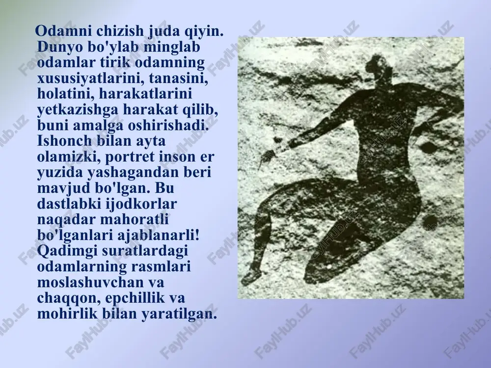 klida etkazish, uning ichkarisida bo'lgan va faqat tasavvur qilish mumkin bo'lgan holatlarda ham foydali. bunday kichkina odamchalar yordami bilan har qanday harakatni etkazish oson. birinchidan, biz bir turdagi simli skeletni chizamiz, so'ngra uni odamga aylantiramiz, hajmini mustahkamlaymiz. odam shaklini harakatda chizishni o'rganishning yana bir bosqichiga o'taylik. ko'zdan kechirishda insonning oyoq-qo'llarining qanday harakatlanishini ko'rib chiqamiz. oldinga qarab, oyoq-qo'llarning balandligini olish uchun "harakat arkalari" chizilishi mumkin va shu bilan qiyin muammoni hal qilishni osonlashtiradi. ko'z harakat yoylarini aniqlash uchun vosita sifatida etarli bo'ladi. shakllar to'g'ri ko'ringuncha torting. xokkey o'yinchisini chizish raqamlar sxematik tarzda belgilandi. sportchilar tanasining tuzilishini chizamiz image1.jpeg image2.png image3.jpeg image4.jpeg image5.jpeg image6.jpeg image7.jpeg image8.jpeg image9.jpeg image10.png image11.png image12.jpeg image13.png image14.jpeg image15.jpeg image16.jpeg image17.jpeg image18.jpeg image19.jpeg image20.jpeg image21.jpeg image22.jpeg image23.jpeg image24.png image25.jpeg image26.gif image27.jpeg image28.jpeg image29.jpeg image30.jpeg image31.jpeg image32.jpeg /docprops/thumbnail.jpeg
