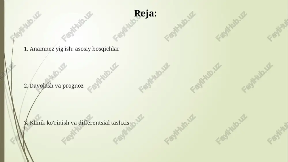 6 oy ichida sayohatlari, xususan, endemik hududlarga borishi, virusli gepatit yuqish xavfini baholash uchun muhim epidemiologik omil hisoblanadi. kasallikning 2-6 haftalik inkubatsion davri davomida bemorning virusli gepatit bilan kasallangan shaxslar bilan aloqasi epidemiologik xavf omili bo'lishi mumkin. so'nggi 3-6 oy ichida bemorning parenteral muolajalar (in'ektsiyalar, qon quyish) yoki invaziv tibbiy protseduralardan o'tganligi epidemiologik anamnezda aniqlanishi shart. anamnezni olishning maqsadi viral gepatitning mumkin bo'lgan sabablarini aniqlash, masalan, kontaminatsiyalangan oziq-ovqat, suv yoki parenteral yo'l bilan yuqish (a, e gepatitlari), yoki qon orqali aloqa (b, c, d gepatitlari). bemorning joriy shikoyatlarini aniqlash, kasallikning boshlanish va rivojlanish davrini, shu jumladan prodromal bosqichni baholash muhim ahamiyatga ega (taxminan 1-2 hafta). xavf omillarini baholash: sayohat tarixi (ekzotik hududlarga), transfuziya (qon quyish) tarixi, giyohvand moddalarni vena ichiga yuborish va jinsiy aloqa (xususan, himoyalanmagan aloqa kabi). differensial tashxis dori-darmonlar ta'siri: ba'zi dorilar jigar shikastlanishiga olib kelishi mumkin, shu sababli dori anamnezini to'plash kerak, alt va ast fermentlarining darajasi …