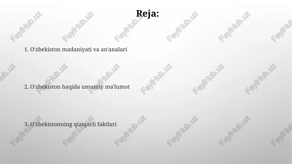 gan deb ishonilgan. samarqanddagi registon maydonida sherdor madrasasining nomidagi 'sherdor' (sherli) so'zi, aslida yo'lbars tasvirini anglatadi, bu islom san'atida 12 ta burjni ifodalagan. taʼlim va fan sohasidagi yutuqlar oʻzbekiston olimlari 2023-yilda qishloq xoʻjaligi uchun yangi, tezpishar gʻoʻza navlarini yaratish boʻyicha muhim yutuqlarga erishdilar, bu hosildorlikni oshiradi. oʻzbekistonda 2023-yilda prezident maktablari tarmogʻi kengaytirilib, 14 ta yangi maktab ochildi, bu esa steam fanlariga qiziqishni oshirishga xizmat qilmoqda. oʻzbekistonning mashhur shaxslari alisher navoiy, 15-asrning buyuk shoiri, 30 ta forsiy va turkiy tilda yozilgan asarlari bilan mashhur bo'lib, adabiyotga qo'shgan hissasi beqiyosdir. mirzo ulug'bek, 15-asr olimi, samarqandda rasadxona qurdirib, 1018 ta yulduzning joylashuvini aniq belgilagan 'zij jadvali'ni yaratdi. tabiiy goʻzalliklar: togʻlar, choʻllar va vohalar chimyon tog'lari g'arbiy tyan-shan tog' tizimining bir qismi bo'lib, 3300 metrdan baland cho'qqilarga ega va alpinizm, trekking va qishki sport turlari uchun mashhur manzil hisoblanadi. o'zbekistonning vohalari, masalan, farg'ona vodiysi, sirdaryo va amudaryo daryolari bo'ylab joylashgan bo'lib, qishloq xo'jaligi uchun …