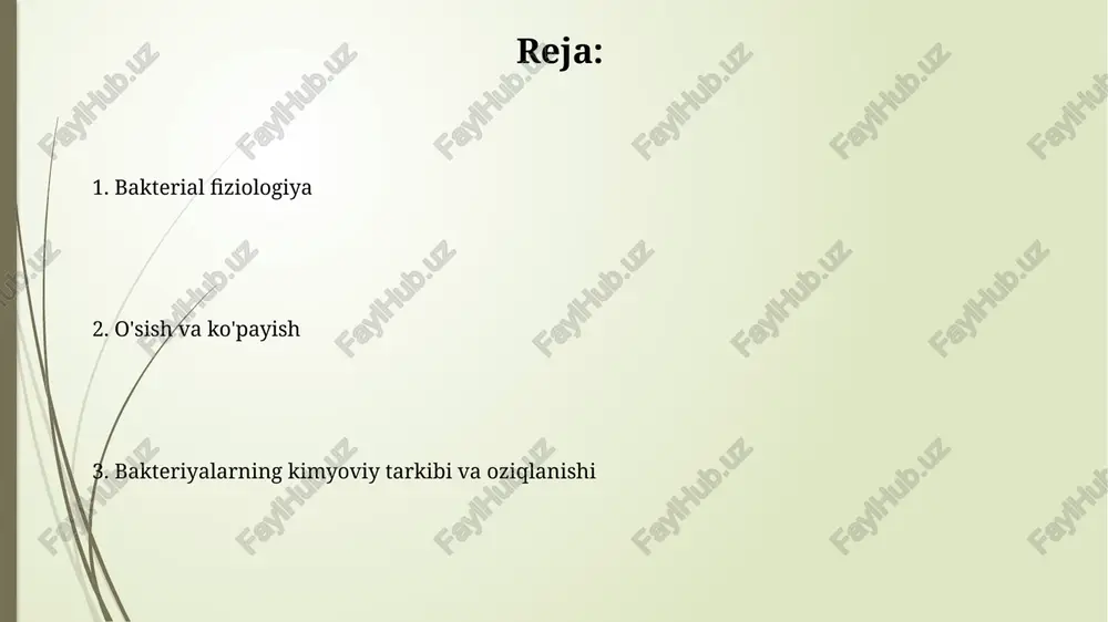 oratlar esa oqsillarning denaturatsiyasiga olib kelishi mumkin, bu esa hujayra o'limiga sabab bo'ladi. haroratning o'sishga ta'siri minimum, optimum va maksimum harorat oralig'ida namoyon bo'ladi; aksariyat bakteriyalar 20-40 °c optimum haroratda tezroq o'sadi. ikkiga bo'linish ikkiga bo'linishda hujayra kattalashadi va dnk replikatsiyasi sodir bo'ladi, bunda har bir yangi hujayra uchun genetik materialning to'liq nusxasi (100%) ta'minlanadi. septumning shakllanishi, ftsz oqsil halqasining qisqarishi bilan boshlanadi, bu hujayra devorining ichki o'sishini (taxminan 50%) ta'minlab, hujayrani ikkiga ajratadi. kislorod kislorod bakteriyalar fiziologiyasida turli metabolik jarayonlar uchun muhim, aerob nafas olishda elektronni qabul qiluvchi sifatida ishlaydi, bu esa atpning yuqori hosil bo'lishiga olib keladi. mikroaerofillar o'sishi uchun kislorodning past konsentratsiyasini (2-10%) talab qiladi, chunki yuqori darajalar ularga zarar etkazishi mumkin, ular zaharli kislorod radikallarini zararsizlantirish uchun fermentlarga ega emas. o'sishga ta'sir etuvchi omillar oziqlantiruvchi moddalar miqdori, masalan, uglerod, azot va fosfor, o'sishni cheklashi mumkin. agar ushbu elementlardan biri yetarli bo'lmasa, o'sish tezligi kamayadi yoki to'xtaydi. …