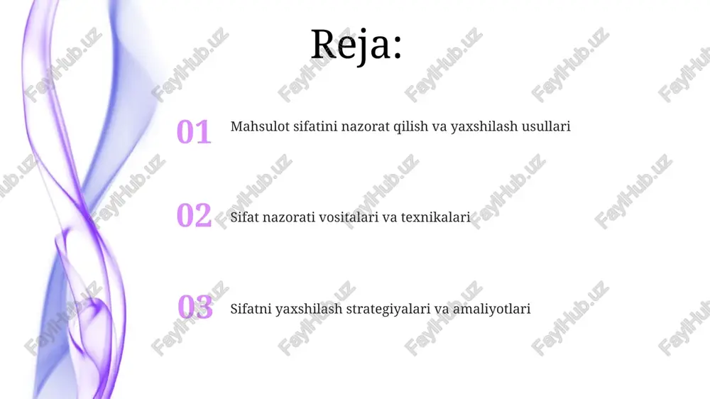 qarish jarayonlarida statistika usullari (masalan, spc) qo'llaniladi, bunda o'zgarishlarni monitoring qilish muhim. yetkazib beruvchi sifatini boshqarish erta bosqichda talablarni aniqlashni o'z ichiga oladi, masalan iso 9001 standartlariga muvofiqlikni baholash, risklarni kamaytirish uchun. sifatni rejalashtirish va loyihalashtirish funktsional tahlil va xato rejimi (fmea) kabi vositalar mahsulotning potensial nosozliklarini aniqlashga va ularning oldini olishga yordam beradi, bu esa 8d muammolarni hal qilish usulini qo'llab-quvvatlaydi. loyiha bosqichida, sifatni rejalashtirish qobiliyat indekslari (cp va cpk) orqali texnik xususiyatlarga muvofiqlikni ta'minlash, jarayonlarni standartlashtirish muhimdir. statistik jarayonni boshqarish (spc) spc jarayon o'zgaruvchanligini baholash uchun o'rtacha (x-bar) va diapazon (r) kartalaridan foydalanadi, bu esa jarayonning barqarorligini monitoring qilish imkonini beradi. statistik jarayonni boshqarish (spc) 7 ta sifat nazorati asbobidan foydalanadi, masalan, gistogrammalar va nazorat kartalari, jarayon o'zgarishini aniqlash va kamaytirish uchun. fmea (failure mode and effects analysis) tahlili rpn (risk priority number) hisoblanadi: jiddiylik, uchrash tezligi va aniqlash darajasi koʻpaytiriladi, bu esa 1 dan 1000 gacha boʻlgan …