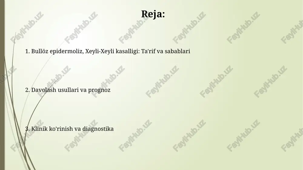 iste'mol qiling. teri yaxlitligini saqlash uchun bolalar kiyimlarini tanlashda tikuvlar va etiketkalardan ehtiyot bo'ling, 100% paxta kabi yumshoq matolarga ustunlik bering, qattiq ishqalanishdan saqlaning. prognoz genetik maslahat va prenatal diagnostika kelajakdagi avlodlarda kasallik xavfini baholash uchun juda muhimdir. prognoz ko'p jihatdan davolashga bog'liq, lekin to'liq davo yo'q. prognoz teri, ichki organlar va suyaklarda qaytarilmas zararlanishlarga bog'liq. kattalar uchun o'lim ko'rsatkichi 60% gacha, ammo terapiya natijasida bu raqam pasayishi mumkin. klassifikatsiya tuzilish darajasiga qarab klassifikatsiya bullezning teri qatlamlarida paydo boʻlish chuqurligini aniqlaydi: epidermis, lamina lusida va sublamina densa kabi 3 ta asosiy daraja mavjud. simptomlar ogʻirligiga koʻra klassifikatsiya yengil, oʻrta va ogʻir shakllarni farqlaydi; bu turdagi klinik koʻrinishlar terapiya strategiyasini aniqlashda muhim ahamiyatga ega. mahalliy davolash og'riqni kamaytirish uchun mahalliy og'riq qoldiruvchi kremlar, masalan, 5% lidokain malhami, yaralarga aseptik tozalashdan keyin, kuniga 2-3 marta qo'llanilishi mumkin. yallig'lanishni kamaytirish uchun mahalliy kortikosteroid malhamlari (masalan, 1% gidrokortizon) shifokor nazorati ostida, kuniga bir yoki …