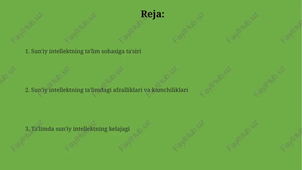 avtomatik ravishda imtihonlarni tekshirishi va o'quvchilarga 24/7 darhol teskari aloqa berishi mumkin, bu esa o'qituvchilarning vaqtini tejaydi. ai baholash platformalari adaptiv testlashni qo'llab-quvvatlaydi, bunda savollar o'quvchining javoblariga qarab moslashtiriladi, aniq baholash va shaxsiy o'rganish tajribasini ta'minlaydi. ai teskari aloqa vositalari talabalarga ularning yozma ishlarida stilistik kamchiliklarni, grammatik xatolarni va yaxshilanishi kerak bo'lgan sohalarni aniqlashga yordam beradi. o'qituvchilarning roli o'zgarishi aining rivojlanishi bilan, o'qituvchilarning roli individual o'quv rejalarini ishlab chiqish, 95% moslashtirilgan ta'lim berish va talabaning ehtiyojlariga e'tibor qaratishdan iborat. o'qituvchilar, ai yordamida 75% avtomatlashtirilgan baholash va boshqaruv vazifalaridan xalos bo'lib, darsdan tashqari faoliyatlar, mentorlik va ijtimoiy-emotsional rivojlanishga ko'proq vaqt ajratadi. o'qituvchilar endi 100% faktlarni yodlash o'rniga, talabalarga ai vositalaridan samarali foydalanish, ma'lumotlarni tahlil qilish va tanqidiy fikrlashni o'rgatishi kerak. xulosa va kelajak istiqbollari 2030-yilga borib, aiga asoslangan ta'lim platformalari 45% talabalarga moslashtirilgan o'quv dasturlarini yaratish imkoniyatini beradi. ai 2.0 texnologiyalari bilan sinflarda 60% gacha real vaqtda tahlil qilish imkonini beradi, …