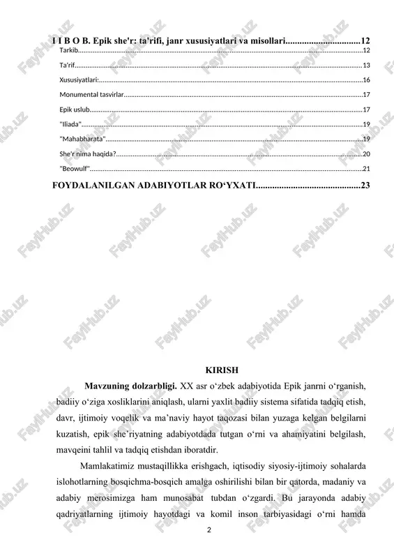 ur ta‘sir etishning boisi uning obrazli ekanidir. badiiy obraz ijodkorning fikr, tuyg‘u, hissiyot va kechinmalari singdirilgan manzara tasviri bo‘lib, kengroq ma‘noda poetik obraz atamasi bilan ham yuritiladi. adabiyotning asosida inson obrazi turar ekan, uning ruhiy olamini kashf etish ijodkorning bosh maqsadi hisoblanadi. ijodkor mahorati ham bevosita inson qalbining kechinmalarini qay darajada haqqoniy tasvirlay olishi bilan belgilanadi. zero, u normatov haqli ravishda ta‘kidlaganidek, „inson va uning tabiati, qalbi, ruhiyati haqiqatini kashf etishda hech bir soha adabiyot bilan tenglasha olmaydi, uning o‘rnini bosolmaydi“[footnoteref:2]. [2: normatov u. umidbaxsh tamoyillar. – toshkent: ma’naviyat, 2000. 98-bet. ] ma‘lumki, har bir ijodkor o‘ziga xos iste‘dod sohibidir. ular inson ruhiyati 22 manzaralarini faqat o‘ziga xos, boshqlarga o‘xshamagan tarzda kashf etadilar. chunki, har bir ijodkor shaxsning o‘z ruhiy olami, e’tiqodi, shaxs sifatidagi xislat va fazilatlari turlicha bo‘ladi. she‘riyat so‘z san’atining boshqa turlariga qaraganda o‘zining nafisligi bilan, his-tuyg‘ularning jo‘shqinligi, obrazlilikning serqatlamliligi va ta‘sirchanligi bilan ajralib turadi. zero, she‘r inson …