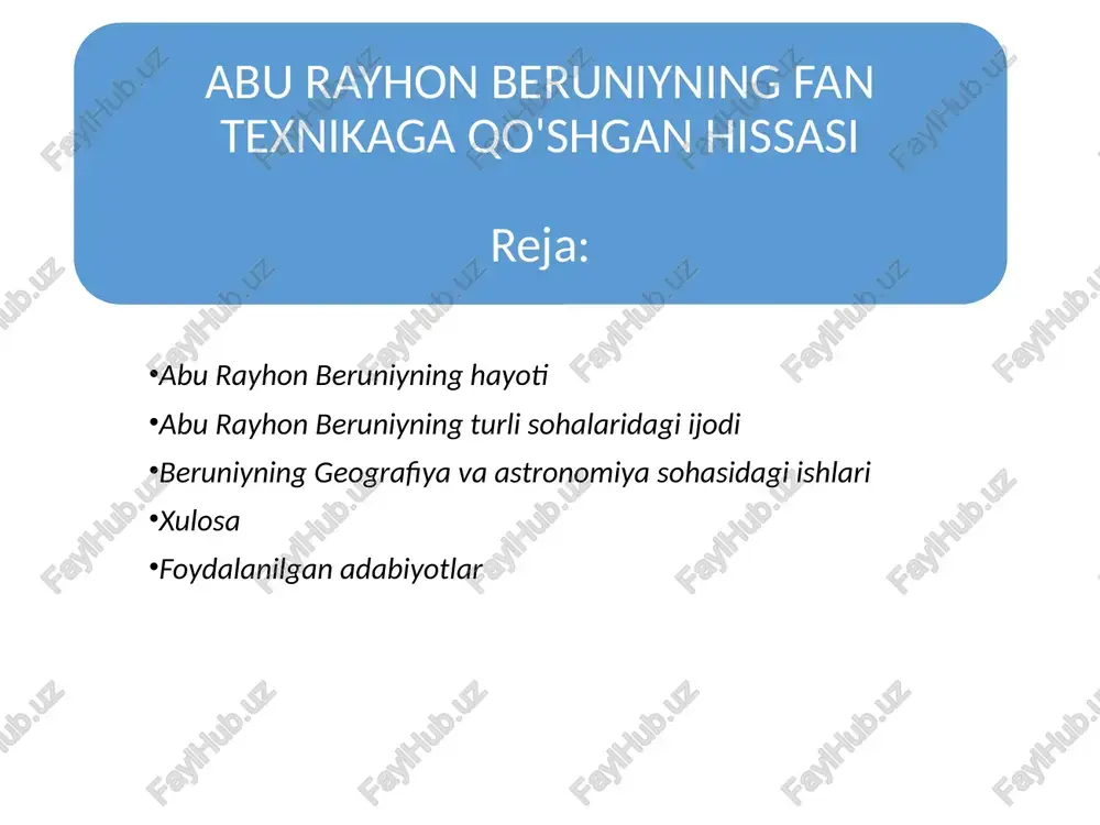 n geografiya, matematika va astronomiyadan yetarlicha bilimga ega boʻlish lozim. ray shahriga (hozirgi tehron yaqinida) keladi. u rayda mashhur olim – matematik va astronom al-xoʻjandiy, tabib va faylasuf ar-roziylar bilan tanishadi. beruniy rayda oʻzining „al-faxriy sekstanti“ risolasini yozadi. 997-yil beruniy katga qaytdi. bu davrda xorazmda oʻzgarishlar boʻlib, maʼmun vafot etib, uning oʻrniga ali ibn maʼmun taxtga chiqqan edi. 997-yilda mashhur tabib abu ali ibn sino ham urganjga keladi. 1017-yil yozida turkiy podsho mahmud gʻaznaviyning buyrugʻiga koʻra beruniy asir sifatida gʻaznaga olib ketildi. u yerda ogʻir sharoitda yashadi. 1019-yildan keyin ilmiy ish bilan shugʻullanish sharoitiga erishdi. 1022—1024-yillarda mahmud hindistonga qilgan yurushida beruniyni oʻzi bilan olib ketdi. safarda ham beruniy ilm bilan shugʻullandi. u panjobdagi nandna qalʼasi yonida yer shari meridianini bir gradusining uzunligini oʻlchadi va u 110,895 km. ekanini aniqladi. bu maʼlumot hozirgi zamon oʻlchashlari natijasi – 111,1 km bilan taqqoslansa, beruniy oʻlchashlarining aniqligi qay darajada ekani koʻrinadi. o’lchashlarining aniqligi qay …