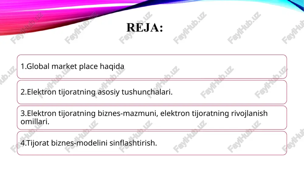 bank faoliyati qoidalari. o‘zaro iqtisodiy va tijoriy munosabatlarda ishtirok etuvchilarga qarab elektron tijorat o‘zaro faoliyat yurituvchi tijorat sektorlariga bo‘linadi: v2v-yuridik shaxs, tashkilot; v2s-yuridik va jismoniy shaxc; v2g-yuridik shaxc va davlat gashkiloti; s2s-jismoniy shaxs va jismoniy shaxc; g2c-davlat tashkiloti va jismoniy shaxs. boshqa sektorlar v2v, v2s, v2g, s2s, g2c shu ishtirokchilar tarkibida o‘zaro munosabat xarakterlariga ko‘ra farq qiladi. elektron tijoratning biznes-mazmuni. jahon miqyosidagi global axborotlashuv jarayonining tahlilida iqtisodiy ko‘rsatkichlarning o‘zgarish dinamikasi bir nechta darajalarga bo‘linadi. malaka darajasi. iqtisodiy axborotlashtirish shaxsning yuqori malakali bo‘lishligiga talabni kuchaytiradi, o‘z navbatida bilim olishni rivojlanishiga, mehnat samaradorligini va hayot darajasini o‘sishiga olib keladi. iqtisodiyotni globallashuv darajasi.sanoatlashtirish iqtisodiyotiga nisbatan yangi iqtisodiyot global harakterga ega. bu milliy iqtisodiy va savdo to‘siqlarini yengib o‘tib, jahon miqyosida global bozorni yaratadi. elektron tijoratning rivojlanish omillari boshlang‘ich iqtisodiy o‘sish, yuqori texnikaviy yangilikka intilish xaridorning katta ehtiyoji bilan bevosita bog‘liq. elektron tijoratni yuzaga kelishi va boshlang‘ich talab va ehtiyojni qondirilishi bilan bir vaqtda …