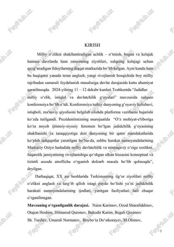 begali qosimov sh. turdiev, umarali normatov, boybo‘ta doʻstkorayev, m.olimov, u.dolimov, z eshonova, u. sultonovlar n.yoʻldoshev o‘rgangan. kurs ishining maqsad va vazifalari. cho‘lpon hayoti va ijodini atroflicha o‘rganish. uning she’rlaridagi asosiy maqsad va g‘oyani tahlil etish. kurs ishining tadqiqot obyekti va metodi. mazkur kurs ishida o‘zbek adabiyotshunoslari fikrlaridan ham qayd qilinib o‘tildi. mavzu yuzasidan ilmiy ishlar olib borgan olimlarning tadqiqotlari va qarashlari atroflicha o‘rganilib kurs ishi yozildi. tadqiqot mavzusini yoritishda, asosan, tavsifiy metoddan foydalanildi. ilmiy-tadqiqot metodlaridan tavsifiy, tahliliy usullardan keng foydalanildi. kurs ishing tuzilishi. kurs ishining umumiy tuzilish kirish, 2 bob, foydalanilgan adabiyotlar ro‘yxati hamda 32 betdan iborat. i bob. jadid adabiyoti va cho‘lpon 1.1. uyg‘onish nuqtasi. xix asr oxiri – xx asr boshlarida “jadid”, “usuli jadid”, degan soʻz va iboralar qoʻllana boshladi. keyinroq esa bu hodisa butun jamiyat hayotida oʻzgarishlar yasay boshlagach, “jadid”, “usuli jadid”, “ziyoli”, “taraqqiy” kabi soʻzlar ommalashib ketdi. qrimning bogʻchasaroy shahrida “tarjumon” nomli gazeta chiqarib, rossiya chor …