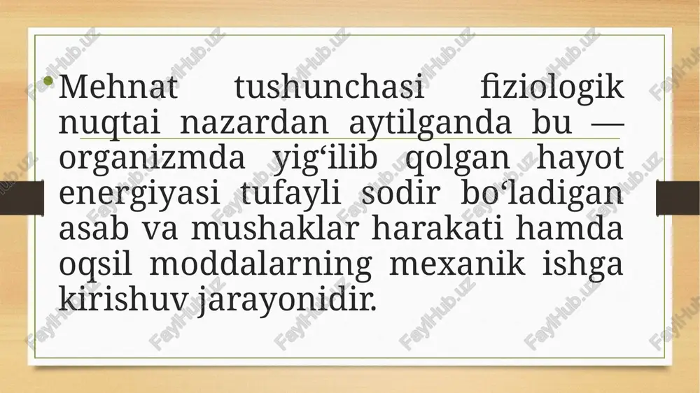 uchiga bog’liq bo’lgan sharoitlarda ishlab chiqqan. ammo, hozirgi zamon iqtisodiyotida texnika birinchi o’ringa chiqqan. f.teylorning eng yaqin yordamchisi g.gant o’ziga xos jadvalni ishlab chiqadi, unda har bir ishchi har qanday vaqt uchun o’zining ish haqi natijalarini ko’rishi mumkin edi. jadvalda yana ishlab chiqarish dasturlarining bo’limlari va vazifani bajarilishini borishi o’rtasidagi vaqtincha aloqalar aks ettilgan. muxandislar va ishlab chiqarishning boshqa mutaxassislari bilan bir qatorda psixologlar halokatlar va jarohatlarni oldini olish muammosi, hamda atrofdagi jismoniy sharoitlar – yoritish, isitish, shamollatish va h.k.larning mehnat unumdorligiga ta’sirini tadqiqot qilish bilan shug’ullanganlar. ularning g’oyalari zamonaviy fanda rivojlana boshlagan, uni yevropada ergonomika, aqshda esa – sotsial injeneriya deb ataydilar. o‘zbekistonda 2021 yil 1 yanvar holatiga mehnat resurslari 19,1 mln. kishi, iqtisodiy faol aholi 14,8 mln. kishi, jami ish bilan bandlar 13,2 mln. kishi, shundan iqtisodiyotning rasmiy sektorida 5,7 mln. kishi (43,3%), iqtisodiyotning norasmiy sektorida 5,6 mln. kishi (42,8%), ishga joylashtirishga muhtoj shaxslar 1,6 mln. kishi (10,5%) …
