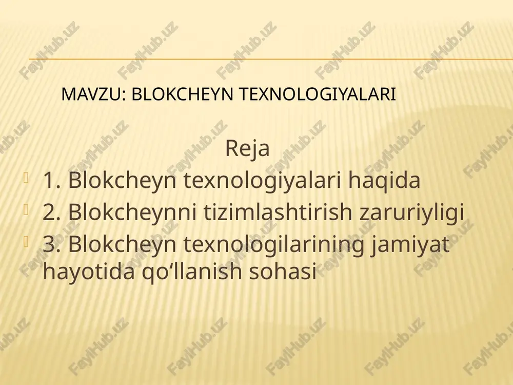 darkor. barcha ma’lumotlarni saqlashning eng qulay usuli – bu uni taqsimlab qayd etishdir. taqsimlangan ma’lumotlarning reyestri sifatida, bugungi kunda blokcheyn texnologiyasi namoyon bo‘lishi mumkin. shu bilan bir qatorda, blokcheyn tushunchasiga, uning kelib chiqish doirasiga aniqlik kiritadigan bo‘lsak, ushbu tushuncha borasida, bir qator ta’riflar mavjud bo‘lib, ularga birma bir to‘xtalib o‘tsak. avvalombor, “blokcheyn” so‘zi ingliz tilidan olingan bo‘lib, “bloklar zanjiri” ma’nosini anglatadi. boshqa bir adabiyotda keltirilgan ta’rifga asosan, “blokcheyn – bu markazlashtirilmagan ma’lumotlar bazasi bo‘lib, u o‘zida undan ro‘yxatdan o‘tgan barcha ishtirokchilar ma’lumotlari (o‘tkazmalari) haqida ma’lumotlarni alohida “zanjir” shaklida saqlash imkonini beradi”1 . angliya bankining fikricha, “blokcheyn – bu bir-birini bilmaydigan insonlarga ishonchli tarzda va birgalikda foydalanish imkonini beradigan texnologiyadir”2 . bir so‘z bilan aytganda, blokcheyn – ma’lum qoidalar asosida tuzilgan ma’lumotni o‘z ichiga olgan bloklarning doimiy ketma-ket zanjiridir. shu o‘rinda, blokcheyn texnologiyasi bilan bog‘liq, uning faoliyatini tashkil etishdagi asosiy tushunchalarga, ya’ni mazkur texnologiyalarni ushbu tushunchalardan ayro ravishda tasavvur etishning imkoniyati …