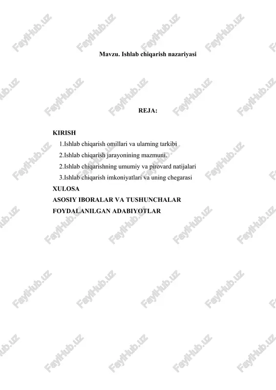 insonning o‘zi emas yoki uning mehnati ham emas, uning qobiliyatidan iboratdir. mehnat qurollari deb, inson uning yordamida tabiatga, mehnat predmetlariga ta’sir qiladigan vositalarga aytiladi (mashinalar, stanoklar, traktorlar, qurilmalar, uskunalar va boshqalar). mehnat predmetlari esa bevosita mehnat ta’sir qiladigan, ya’ni mahsulot tayyorlanadigan narsalardir (yer, suv, xom ashyo va boshqa turli materiallar). mehnat predmetlari tabiatda tayyor holda uchrashi mumkin yoki oldingi davrdagi mehnat mahsuli, ya’ni xom ashyo bo‘lishi mumkin. mehnat qurollari va mehnat predmetlari birgalikda ishlab chiqarish vositalari deb yuritiladi. bu esa mehnat jarayonining tabiatidan kelib chiqadi; shuning uchun ham ishlab chiqarish vositalari hamma ijtimoiy-iqtisodiy tizimlar, insoniyat taraqqiyotining hamma bosqichlari uchun xosdir. ishlab chiqarish omillari insoniyat taraqqiyotining hamma bosqichlari uchun umumiy bo‘lsada, bu omillarga turli adabiyotlarda turlicha ta’rif beriladi. jumladan, «siyosiy iqtisod» darsliklarida ishlab chiqarishning ikki omili: moddiy va shaxsiy omillari mavjudligi tan olinadi. bunda mehnat qurollari va mehnat predmetlari (yer, suv, yer osti boyliklari kabi tabiiy boyliklar ham) ishlab chiqarish vositalari …