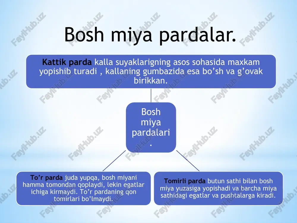 ni pasaytiradi, ichak harakatini tezlashtiradi, oʻpka, bronxlarni toraytiradi. parasimpatik yurak tezligini va mushaklarning qisqarish kuchini pasaytiradi. vegetativ tizimning parasempatik komponenti tufayli ovqat hazm qilish rag'batlantiriladi, shu jumladan glyukoza darajasi etarli bo'lmaganda, tanani zararli va begona elementlardan tozalashga qaratilgan himoya reflekslari (qusish, hapşırma, diareya, yo'tal) ishga tushiriladi. gipatalamus o’zaklari va ularning klinikada ahamiyati. gipatalamus magnosellulyar peptik tabiatdagi gormonlarni ishlab chiqarish qobiliyatiga ega, bu gipofizning asabiy qismidir, unda qon quyiladi va saqlanadi va quyiladi. parvosellulyar ular boshqa gipofiz gormonlarini stimulyatsiyasi sodir bo'lgan median emensiyaning birlamchi pleksusida joylashgan peptid gormonlari deb nomlanuvchi gipofizotropik omillarni ajratish qobiliyatiga ega, /docprops/thumbnail.jpeg