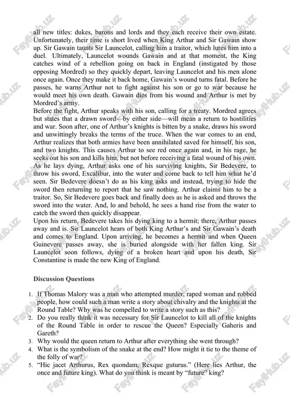 immediately, gawain could only see red. he begs his king for war to enact vengeance for his brothers until arthur finally nods his head and the war stated. sir launcelot was trying to explain everything to arthur, to make peace, but sir gawaine wasn’t having any of it; he’s dead set on his vengeance and so the war begins. after the bloodshed, the war finally comes to an end and peace with the condition that lancelot be banished to france. gawain, however, isn’t satisfied and talks to arthur about taking the war to france because his vengeance demands that lancelot be killed. once again, the king gives in and with a fleet, they depart england for france. arthur leaves his son, mordred, in charge of his absence. which wasn’t a good thing. during the king’s time away, mordred forges papers to claim the king has died in battle and that …