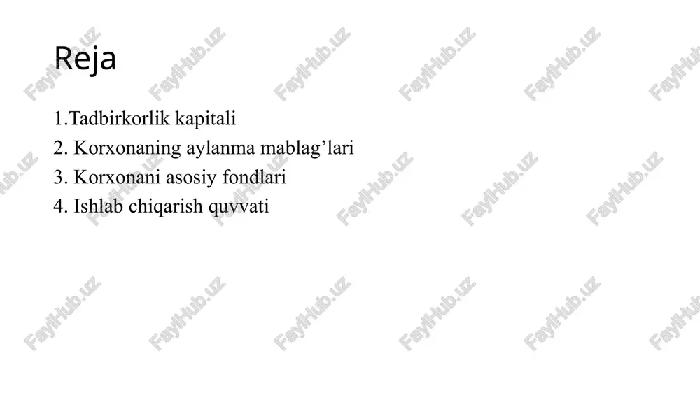 irmaydigan kapitaldir. bir doiraviy aylanish davomida to‘liq iste'mol qilinadigan, o‘zining qiymatini ishlab chiqarish natijalariga to‘liq o‘tkazadigan va ashyoviy-buyum shaklini ham yo‘qotadigan kapitaldir. asosiy va aylanma kapitalning bir-biridan farqlanishi 1. ishlab chiqarish jarayonida harakat qilish xususiyatlariga ko‘ra asosiy kapital tayyorlanayotgan mahsulot tarkibiga buyum jihatdan kirmaydi, uzoq davr davomida faoliyat qiladi, o‘zining oldingi natural buyum shaklini o‘zgartirmaydi. aylanma kapital har bir doiraviy aylanishda to‘liq unumli iste'mol qilinadi, o‘zining ashyoviy–buyum shaklini yo‘qotadi va yangi turlari bilan almashinadi. aylanma mablag‘lar, qoidaga ko‘ra, korxonaning hisob raqamida naqd pul ko‘rinishida jamg‘ariladi. aylanma mablag‘lardan quyidagi hollarda foydalaniladi: xom ashyo, material, ehtiyot qismlar hamda ishlab chiqarishni tashkil qilishda zarur bo‘lgan boshqa mehnat predmetlari; ishlab chiqarish jarayonida iste'mol qilinuvchi elektr energiyasi, yoqilg‘i kabi resurslar uchun haq to‘lash; korxonani tashkil etish va faoliyat yuritish davrida oylik ish haqi to‘lanishi; soliq va boshqa majburiy to‘lovlarni to‘lash. aylanma mablag‘lar doimo harakatda bo‘lib, pul va ishlab chiqarilgan tovar shaklida ro‘y berishi mumkin. u …