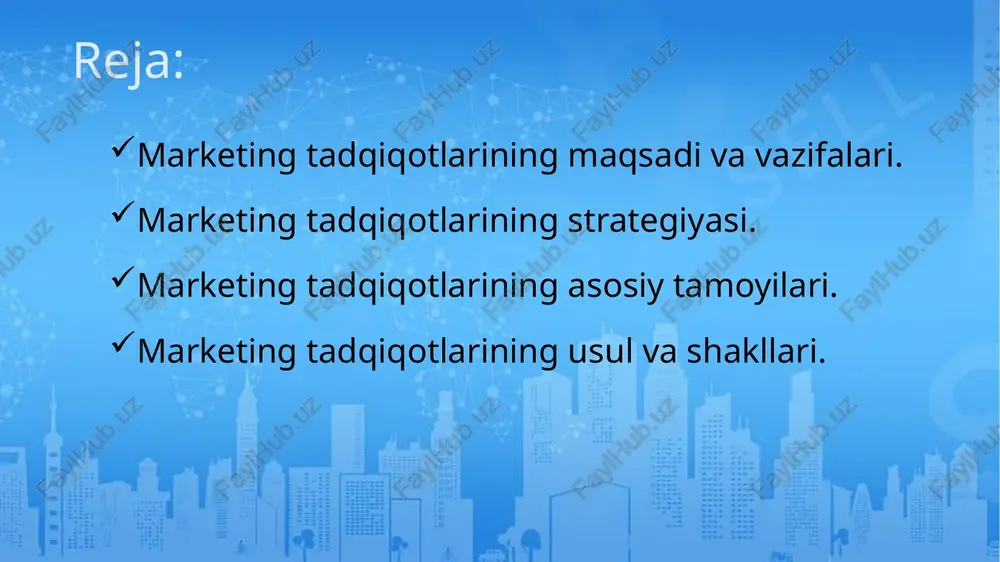 tovarlarning maksimal mumkin bo‘lgan darajadagi xilma-xilligini ta’minlash va iste’molchiga maksimal keng tanlovni yaratishdir. bu tizim iste’molchiga uning didiga ko‘proq javob beruvchi tovarni topish imkonini berishi kerak, degan fikr yotadi. mijozlar o‘z ehtiyojlarini maksimal qondirish imkoniga ega bo‘lishlari va natijada ko‘proq qoniqish olishlari zarur. shunday nuqtai nazar borki, unga muvofiq marketing tizimining asosiy. maqsadi «hayot sifatini» yaxshilash, deb hisoblaydilar. bu qarash tarafdorlari marketing tizimini ular taklif etayotgan iste’mol qoniqish darajasi bilangina emas, balki jismoniy va madaniy muhit sifatida ko‘rsatiladigan ta’sir bilan ham baholaydilar. marketing tizimi uchun ham sifatni o‘zgartirish oson emas, bu ta’rif esa ba’zida bir-biriga zid keladi. yuqorida keltirilgan marketingning maqsadini quyidagicha guruhlashni tavsiya etamiz: barcha xaridorlarning har qanday tovar va xizmatlarga bo‘lgan ehtiyojini aniqlash; xaridorlarning barcha ehtiyojlarini, zaruriyatlarini qondirish; tovar va xizmat ko‘rsatish bozorida raqobat ustunligiga erishish; tovar va xizmatlar bozorlarini kengaytirish hamda yangi bozorlarni aniqlab, tanishish va zabt etish; korxona foydasi va rentabelligining o‘sishiga erishish.marketingning o‘ziga xos tamoyillari …