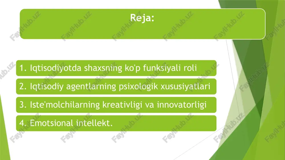arish, kompyuter ekranida kerakli dizaynni yaratishga muvaffaq bo`ladi va bir vaqtning o'zida ishlab chiqaruvchiga aylanadi. shaxs iste'molchi sifatida iste'molchilarning g'oyalari, axborotlar va texnologiyalar mahsulot tarkibiga aylanadi, tovar va xizmatlardagi bilimlar mazmuni oshadi. axborot va texnologiya iste'molchilarining o'zlari ishlab chiqaruvchilarga aylanishadi va dominant rol o'ynay boshlaydi. nano darajadagi individual iqtisodiy agentning moliyaviy xatti-harakatlarini o'rganish kognitiv neyroilm, neyroiqtisodiyot va xulq-atvor iqtisodiyotining ishlanmalariga asoslanadi (j. akerlof, d. kahneman, a. tverskiy, v. smit). 9 individ tejamkor investor sifatida. psixologik eksperimentlar davomida olimlar voqelikni ob'ektiv idrok etishga xalaqit berishi va noaniqlik sharoitida shaxslarning qaror qabul qilishiga ta'sir ko'rsatishi mumkin bo'lgan, ayniqsa moliyaviy bozorlarga xos bo'lgan "soxta xotira" fenomeni haqida xulosaga kelishdi. "soxta xotira" fenomeni odamlarning xulq-atvorini real modellashtirish omonatchilar va investorlar xatti-harakatlarining motivlari va omillarini, ularning tavakkalchilikka moyilligini, muayyan moliyaviy strategiyalarni tanlashni chuqur o'rganishni talab qiladi. individ tejamkor investor sifatida. nanokorporatsiya - mikrobiznes, d.pinkning so'zlariga ko'ra, "dahshatli kichik" bo'lib qolmoqda, uning hajmi egalarining shaxsiy xohish-istaklarini …