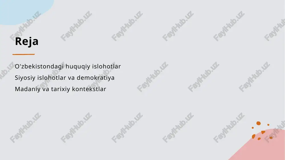 emokratiya yo'lidagi qadamlar. 1 huquqiy islohotlar o'zbekistonda huquqiy islohotlar 2017 yildan boshlab kuchayib, yangi qonunlar, konstitutsiyaviy o'zgarishlar va inson huquqlari himoyasini ta'minlashga qaratilgan. 2 demokratiya yo'llari huquqiy islohotlar orqali o'zbekistonda demokratiya yo'llari kengaymoqda, bu esa fuqarolik jamiyatining rivojlanishi va siyosiy ishtirokning oshishiga olib kelmoqda. 3 ommaviy ishtirok o'zbekistonda huquqiy islohotlar jarayonida ommaviy ishtirok muhim ahamiyatga ega, bu fuqarolarni o'z fikrlarini ifoda etishga va siyosatga jalb etishga yordam beradi. o'zbekistonda siyosiy islohotlarning zaruriyati va maqsadlari. o'zbekistonda siyosiy islohotlarning zaruriyati mamlakatning demokratik rivojlanishi uchun muhimdir. ushbu islohotlar orqali adolat, inson huquqlari va siyosiy pluralizm ta'minlanadi. maqsadlar quyidagilar: - ijtimoiy barqarorlikni saqlash - fuqarolar ishtirokini oshirish - davlat boshqaruvini takomillashtirish. photo by miko guziuk on unsplash demokratiya va fuqarolik jamiyati: o'zbekistondagi yangi yo'nalishlar. demokratik qadriyatlar fuqarolik jamiyati yangi yo'nalishlar o'zbekistonda demokratiya qadriyatlari, inson huquqlari va erkinliklar asosida shakllanmoqda. bu jarayon xalqning ishtiroki va fikr bildirish imkoniyatlarini oshiradi. fuqarolik jamiyati o'zbekistonda mustahkamlanmoqda; nodavlat tashkilotlari …