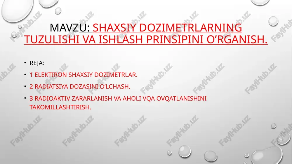 ografik plyonka mavjud edi. ular termoluminesanslar dozimetri yoki optik stimulyatsiya qilingan luminesans (osl) nishonlaridan foydalanadigan tld nishoni kabi boshqa qurilmalar bilan almashtirildi. si birliklarida tashqi nurlanishdan himoya qilish dozalari si nurlanish dozasi birliklarining oʻzaro bogʻliqligini koʻrsatadigan grafik hun stoxastik xavfni hisobga salomatlik ucolish uchun yutilgan dozaning jismoniy miqdorini ekvivalent va samarali dozalarga aylantirish uchun hisob-kitoblar amalga oshiriladi, ularning tafsilotlari radiatsiya turiga va biologik kontekstga bogʻliq. radiatsiyaviy himoya va dozimetriyani baholashda qoʻllanishi uchun (icrp) va radiatsiya birliklari va oʻlchovlari boʻyicha xalqaro komissiya (icru) nurlanishlarni hisoblash uchun ishlatiladigan tavsiyalar va maʼlumotlarni nashr etdi. oʻlchov birliklari radiatsiya dozasining bir qancha oʻlchov birliklari mavjud, shu jumladan yutilgan doza (d) va u quyidagilar bilan oʻlchanadi: grey massa birligi uchun yutilgan doza qiymati, shuningdek (j ·kg −1) ekvivalent doza -zivertlarda oʻlchanadi effektiv doza zivertlarda oʻlchanadi kerma grey bilan oʻlchanadi doza maydoni qiymati grey santimetrda2 da oʻlchanadi doza uzunligi qiymati grey santimetrda oʻlchanadi rad – 1 rad …