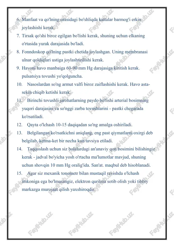 a oshiriladi. 13. belgilangan ko'rsatkichni aniqlang, eng past qiymatlarni oxirgi deb belgilab, ketma-ket bir necha kun tavsiya etiladi. 14. taqqoslash uchun siz bolalardagi an'anaviy qon bosimini bilishingiz kerak - jadval bo'yicha yosh o'rtacha ma'lumotlar mavjud, shuning uchun shovqin 10 mm hg oralig'ida. san'at. maqbul deb hisoblanadi. 15. agar siz mexanik tonometr bilan mustaqil ravishda o'lchash imkoniga ega bo'lmasangiz, elektron qurilma sotib olish yoki tibbiy markazga murojaat qilish yaxshiroqdir. arterial bosim bolalar yoshidagi normadir ko'rsatkichning eng tez o'sishi bolaning hayotining birinchi yilida kuzatiladi. avvaliga bolalardagi arterial bosim normasi har ikkala jins uchun ham bir xildir. 5 yoshdan 9 yoshgacha bo'lganlar uchun parametr erkaklarga nisbatan bir oz yuqoridir, keyinchalik u yana tekislanadi. yoshi bilan bolalarning qon bosimi tobora ortib bormoqda. bu tomirlarning lümeninin daralması va devorlarining elastikiyetinin kamayishi bilan bog'liq. diastolik bosim yoshga qarab me'yordir ta'riflangan qiymat past yoki minimal qiymat deb ham ataladi. periferik tomirlarning qarshiligini xarakterlaydi va yurak mushagining bo'shashish …
