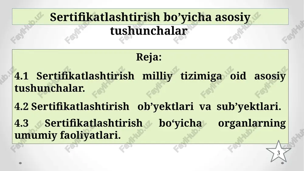 atkichlar buyum tarafidan bajariladigan foydali ishni tavsiflaydi - turli xil konveyrlar uchun vazifaviy ko‘rsatkichlar, unumdorlik, yuk uzatish masofasi va balandligi - o‘lchash asboblarida – aniqlik ko‘rsatkichlari, o‘lchash chegarasi va shunga o‘xshashlarni tashkil etadi mahsulot, ham muayyan ehtiyojga mos kelish darajasi bo‘yicha, ham shu ehtiyojni qanoatlantirishdagi harajatlar bo‘yicha raqobatlanuvchi mahsulotlardan uning ajralib turishini ifodalovchi mahsulotning tavsifi uning raqobatbardoshligi deb ataladi. ishlab chiqariladigan turli xil mahsulotlar muayyan sifat ko‘rsatkichlariga javob berishi kerak. sifat ko‘rsatkichlari esa ma’lum belgilangan talablarga muvofiq kelishi lozim. muvofiqlik o‘z navbatida, ma’lum standartga yoki boshqa me’yoriy hujjatlarga mos kelishini talab etadi. muvofiqlikni esa sertifikatlashtirish mumkin. “sertifikatlashtirish” so‘zi lotin tilidan olingan bo‘lib, “guvohlik beraman” degan ma’noni bildiradi. sertifikatlashtirish – bu kerakli ishonchlilik bilan mahsulotning muayyan standartga yoki texnikaviy hujjatga muvofiqliligini alohida, xolis deb tan olingan idora tomonidan tasdiqlanadigan faoliyatdir. sertifikatlashtirishning milliy tizimi - davlat miqyosida amal qiladigan sertifikatlashtirish o‘tkazishda o‘z tartib va boshqaruv qoidalariga ega bo‘lgan tizim. muvofiqlik sertifikati - …