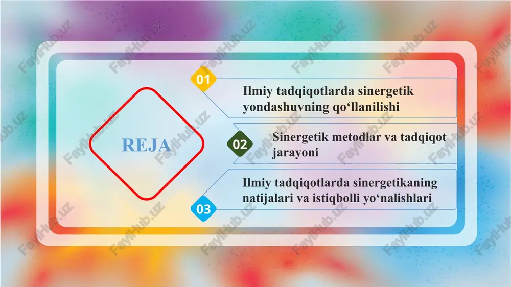 iq elementlarning o‘zgarishi va muvozanatni saqlash jarayonlari o‘rganiladi. ijtimoiy tizimlarda guruh xatti-harakatlari va qaror qabul qilish mexanizmlari sinergetik tahlil yordamida aniqlanadi. shuningdek, texnologik jarayonlarda ishlab chiqarish tizimining samaradorligini oshirish uchun qo‘llanadi. tahlil jarayonida tizimdagi elementlar orasidagi uzviy bog‘lanishlar va zanjir reaksiyalari aniqlanadi. murakkab tizimlarni modellashtirish natijasida ilmiy prognozlar ishlab chiqish mumkin. sinergetik yondashuv yordamida ilmiy natijalarga erishish usullari sinergetik yondashuv ilmiy natijalarga tizimli va kompleks tarzda erishishni ta’minlaydi. metodologiya eksperiment, kuzatuv va modellashtirishni birlashtiradi. bu yondashuv yordamida murakkab tizimlarning o‘zaro ta’siri va xatti-harakatlari aniqlanadi. natijalar statistik va vizual usullar orqali tahlil qilinadi. sinergetik metod tadqiqotning aniqlik darajasini oshiradi va qaror qabul qilishni osonlashtiradi. shuningdek, noaniq yoki murakkab tizimlarni oldindan prognoz qilish imkonini beradi. ilmiy tadqiqotlarda bu yondashuv yangi g‘oyalar va innovatsion yechimlar ishlab chiqishga xizmat qiladi. sinergetik metodlar va tadqiqot jarayoni sinergetik metodlar ilmiy izlanishlarda murakkab tizimlarni chuqur tahlil qilish imkonini beradi. ular eksperiment va kuzatuv natijalarini tizimli tarzda integratsiya …