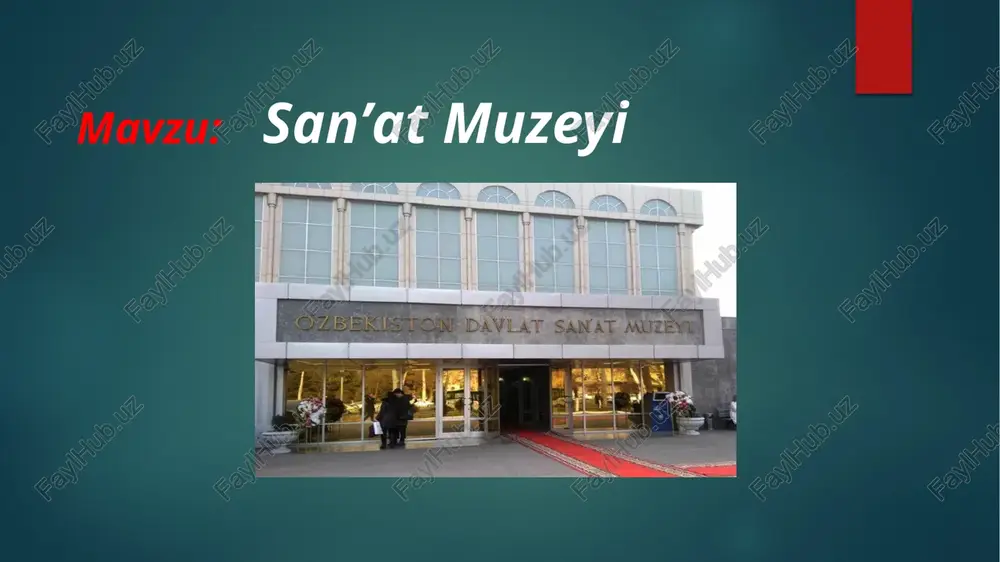 y asarlar, katalog , albomlar nashr etadi (mas, "yapon gravyurasi o’zbekiston davlat sanʼat muzeyi to’plamida" katalogi; "davlat sanʼat muzeyi" albomi, "toshkentda eng yaxshi" turkum maʼlumot kitobi va boshqalar), xazinasidagi sanʼat asarlari asosida mavzuli ko’rgazmalar tashkil etadi, chet mamlakatlar (aqsh, belgiya, buyuk britaniya, germaniya, fransiya, shveysariya, rossiya, xitoy, yaponiya va boshqalar) ko’rgazmalarida ishtirok etadi (jumladan, "ekspo—2000" xalqaro ko’rgazmasi, germaniyada; xalqaro gilamdo’zlik ko’rgazmasi hamda "qadimshunoslik va amaliy sanʼat", aqshda va boshqalar). ayniqsa, mustaqillik yillarida xorijiy mamlakatlar bilan ijodiy aloqalar kengaydi. muzey xalqaro muzeylar qo’mitasi (ikom) aʼzosidir. muzeyga turli davrlarda sh. hasanova, s.abdullayev, d.ro’ziboyev rahbarlik qilgan; 1997 yildan muzey rahbari nasiba ibrohimova. savitskiy nomidagi qoraqalpog’iston san’at muzeyi savitskiy nomidagi qoraqalpog'iston san'at muzeyi qoraqalpog’istonning eng jozibali joyi hisoblanadi. u xorazm arxeologik-etnografik ekspeditsiyasining tarkibida qoraqalpoqistonga ilk bor kelgan, uning asoschisi va birinchi direktori - i.v. savitskiy nomi bilan atalgan. xalq-amaliy san’ati buyumlarini to’plagan savitskiy, butun umrga qoraqalpog’istonga “oshiq” bo’lib qoldi. uning tashabbusi bilan 1966-yilda san’at …