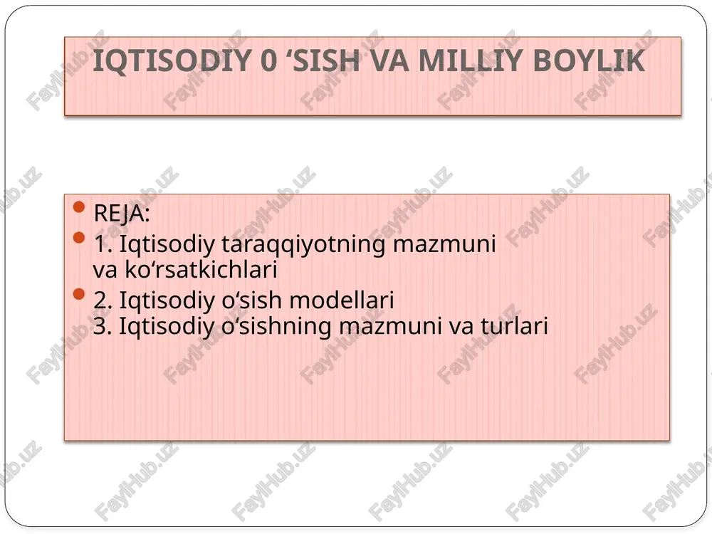 babli uning mezonlaridan biri bo‘lgan iqtisodiy o‘sish ko‘proq tahlil qilinadi. iqtisodiy o‘sish bevosita yalpi ichki mahsulot mutlaq hajmining va aholi jon boshiga to‘g‘ri keladigan miqdorining o‘sishi, sifatining yaxshilanishi va tarkibining takomillashuvida ifodalanadi. iqtisodiy o‘sishni yalm mutlaq hajmining ortishi orqali yoki aholi jon boshiga real yalm miqdorining ortishi orqali o‘lchash buning qanday maqsadda amalga oshirilayotganiga bog‘liq bo‘ladi. odatda biron bir mamlakat iqtisodiy o‘sishini yalm mutlaq hajmining ortishi orqali o‘lchash uning iqtisodiy salohiyatini baholashda, aholi jon boshiga real yalm miqdorining ortishi orqali oichash esa matnlakatdagi aholi turmush darajasini taqqoslashda qoilaniladi. mamlakatning iqtisodiy o‘sish sur’atini tavsiflaydigan mazkur ko‘rsatkichlar (real yalm va aholi jon boshiga real yalmning o‘sishi) miqdoriy ko‘rsatkichlar boiib, ular birinchidan, mahsulot sifatining oshishini toiiq hisobga olmaydi va shu sababli farovonlikning haqiqiy o‘sishini toiiq tavsiflab berolmaydi; ikkinchidan, real yalm va aholi jon boshiga yalmning o‘sishi bo‘sh vaqtning sezilarli ko‘payishini aks ettirmaydi va farovonlik real darajasining pasaytirib ko‘rsatilishiga olib keladi; uchinchidan, iqtisodiy o‘sishni …