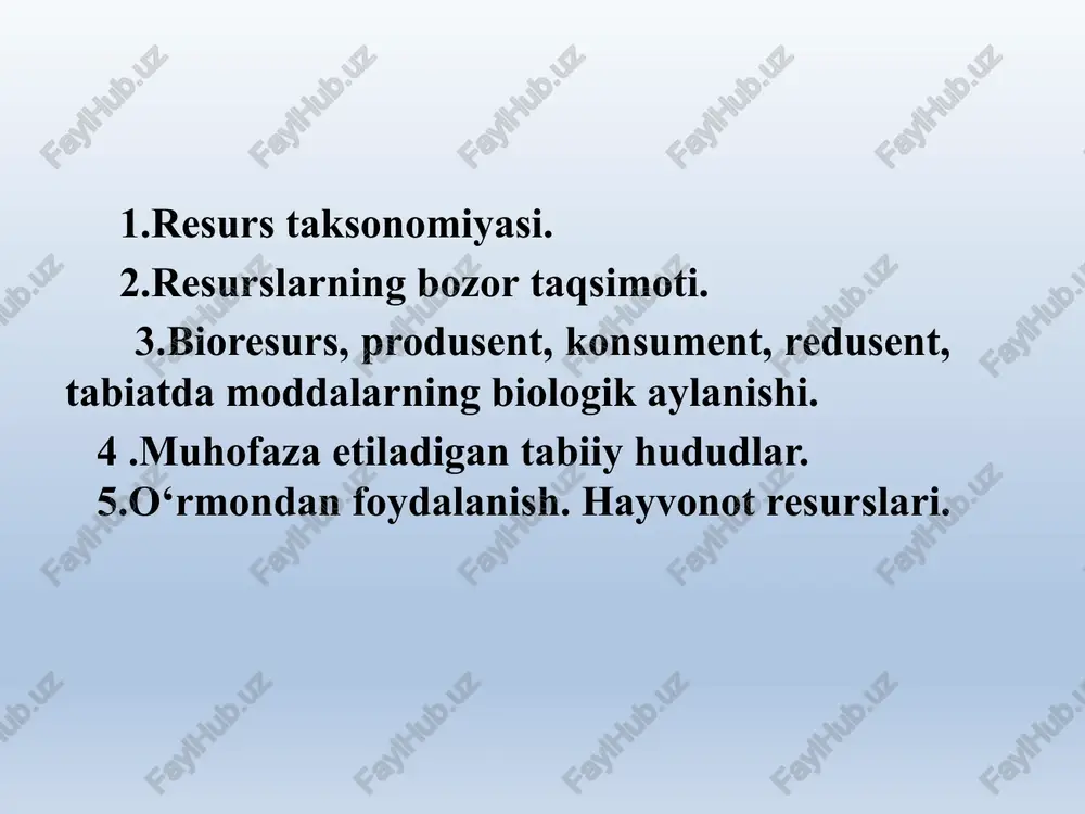 z; d) yonuvchi mineral xom ashyolar. bu minerallarning ko‘pi qattiq holda bo‘ladi. suyuq mineral boyliklarga faqat neft hamda tuz eritmalari, gaz holdagisiga esa tabiiy gaz kiradi. rudali mineral xom ashyolar foydali jinslar bo‘lib, metallar olish uchun asosiy manbadir. rudasiz mineral xom ashyolar ham tog‘ jinslaridir. ular metall olish uchun ishlatilmaydi. bunday mineral xom ashyolar kimyoviy qayta ishlanmasdan, to‘g‘ridan to‘g‘ri xalq xo‘jaligida yoki metallsiz ishlab chiqarishda xom ashyo sifatida ishlatiladi. 2.resurslarning bozor taqsimoti. xom ashyoni qayta ishlash sanoatini yanada rivojlantirish, texnika taraqqiyoti sur’atlarini jadallashtirish va sanoat mahsulotlarining turlarini ko‘paytirish vazifalari sun’iy materiallar ishlab chiqarishni intensiv rivojlantirishni taqozo etadi. sun’iy materiallar ishlab chiqarish va ularni sanoatda qo‘llash quyidagi hollarda iqtisodiy samarali hisoblanadi: a) sun’iy material yagona xom ashyo bo‘lgan tarmoqda ishlab chiqarishning jadal sur’atlari bilan va keng ko‘lamda rivojlantirishga; b) qayta ishlovchi tarmoqlar texnika bazasining mukammallashuviga; d) iste’molchi tarmoqlar mahsulotining sifatini yaxshilashga va assortimentni kengaytirishga; e) qayta ishlash tarmoqlarida texnologik jarayonlarni jadallashtirishga …