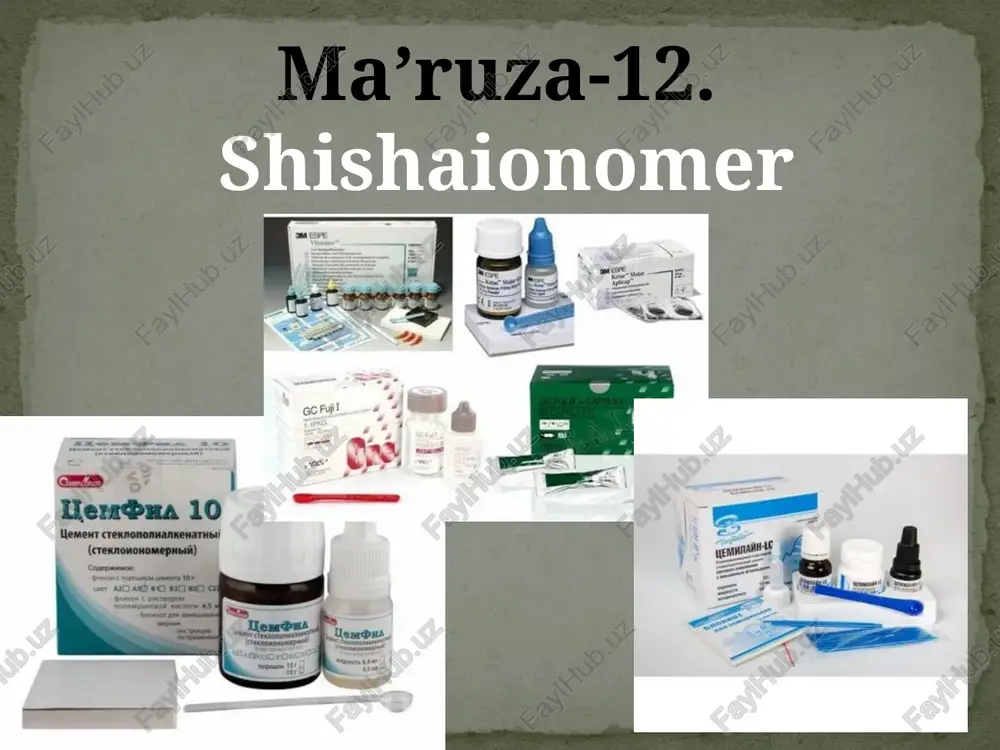 iq to'qimalarining kaltsiyiga xelatlangan birikmasidan kelib chiqadi. bundan tashqari, qattiqlashuvning oxirgi bosqichida material hajmining ozgina ko'payishi kuzatiladi, bu esa zichroq chekka moslashishni ta'minlaydi. kislota bilan ishlov berish va sirtning mutlaq quruqligi talab qilinmaydi. yopishqoqlik kuchi kichik va atigi 8-12 mpa. shis ning ijobiy xususiyatlari 2. 2. ko'pgina materiallarga (sement, kompozitsiyalar, metallar, evgenol o'z ichiga olgan materiallar) kimyoviy yopishish. 3. kariesstatik va bakteriostatik ta'sir sementning qattiqlashishi va plomba moddasi va tish to'qimalari orasidagi chegarada ftorapatit qatlami hosil bo'lishi paytida va undan keyin ftorning chiqarilishiga asoslanadi. ta'sir 6-12 oygacha davom etadi. 4. ular "batareya" ta'siriga ega – ular tish pastalaridan ftor ionlarini adsorbsiyalashga qodir va vosita kislotalanganda uni atrofdagi to'qimalarga chiqaradi shis ning ijobiy xususiyatlari 5. yuqori biomostlik toksik bo'lmagan va pulpada toksik ta'sirning yo'qligi shisni izolyatsion tagliklar sifatida ishlatishni aniqlaydi. 6. termal kengayish koeffitsientining emal va dentinga yaqinligi materialning yorilishiga va og'iz bo'shlig'idagi harorat o'zgarishi bilan chekka birikmaning buzilishiga yo'l qo'ymaydi. …