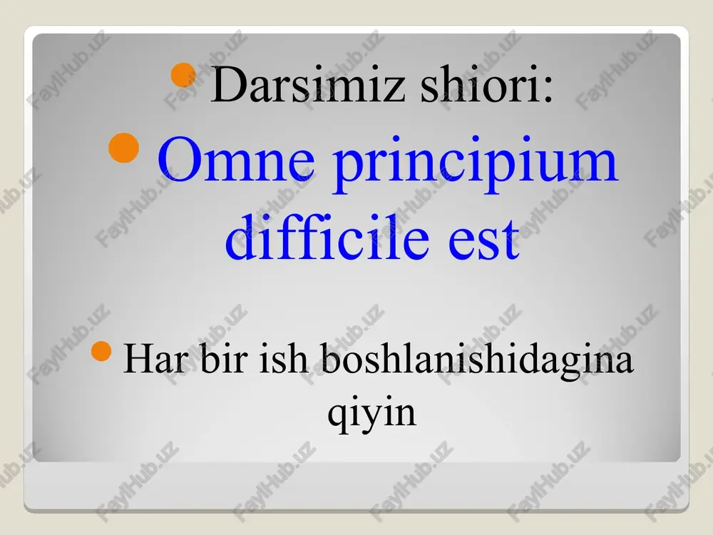 a tegishli frontalis, e -peshonaga oid mandibularis, e -pastki jag’ga oid nasalis, e -burunga oid occipitalis, e -ensaga oid orbitalis, e - ko’z kosasiga oid buccalis, e -lunjga oid dentalis, e -tishga oid mentalis, e -iyakka oid mollis, e -yumshoq mashqlar i.sifatlarning lug’at shaklini yozing: transversus, spinosus, cervicalis, osseus, spinalis, ethmoidalis, latus, obliquus, costalis, vertebralis, zygomaticus, orbitalis, dexter, liber, ruber ii.sifatlarning sredniy rod shaklini yozing va tarjima qiling. longus, costarius, palatinus, sphenoidalis, frontalis, articularis, nutricius, ovalis, pelvinus, cerebralis, durus, mastoideus, flavus, cinereus iii.sifatlarning jenskiy rod shaklini yozing va tarjima qiling. medianus, thoracicus, spongiosus, pterygoideus, xyphoideus, medius, primus, externus, internus, fibularis, tibialis, femoralis muqobilini toping osseus palatinus rectus sinister thoracicus transversus venosus zygomaticus iliacus cerebralis occipitalis jugularis alaris yonoqqa oid venaga oid ko’ndalang suyakka oid miyaga oid yonbosh ichakka oid tanglayga oid qanotga oid ensaga oid to’g’ri chap ko’krakka oid bo’yinturuqga oid 2.sifatni otga moslashtiring va atamalarni o’zbek tiliga tarjima qiling. …