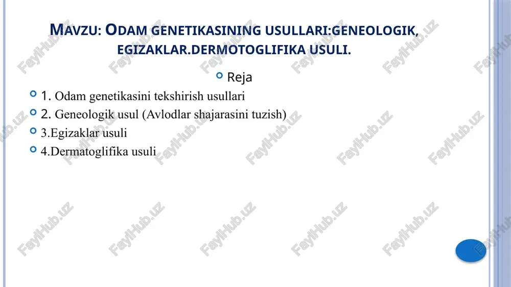 n faqat qiziga o‘tadi va jinsga bog‘liq bo‘lgan retsessiv belgi hisoblanadi. monozigotali va dizigotali egizaklarning hosil bo‘lish mexanizmi bir xil emas. dizigotali egizaklar bir vaqtda yetilgan ikkita tuxum hujayraning ikkita har xil spermatozoid bilan urug‘lanishidan hosil bo‘ladi. monozigotali egizaklar esa bitta tuxum hujayraning bitta spermatozoid bilan urug‘lanishidan hosil bo‘ladi. shunday urug‘langan tuxum hujayra bachadonga tushmasdan tezda ikkiga bo‘linadi va har biridan keyinchalik ikkita mustaqil organizm rivojlanadi. bitta zigotadan hosil bo‘lganligi uchun monozigotali egizaklar bir jinsli bo‘lib, ko‘z, soch, kipriklar, qosh, burun, lab, quloq suprasi, qon guruhi, teri rangi va teridagi naqshlar, modda almashinish va boshqa ko‘pgina morfologik belgilari va kasalliklari bilan bir-birlariga juda o‘xshash bo‘ladi. baland bo‘yli, savlatli ayollardan egizak bolalar tug‘ilishi ehtimoli past bo‘ylilarga qaraganda ko‘proq ekan. afrikalik ayollar yaponiyalik ayollarga qaraganda ko‘proq egizak tug‘ishadi, chunki afrikalik ayollar baland bo‘yli bo‘ladilar. egizaklarni tug‘ilishi boltiq dengizi qirg‘oklari atrofida yashovchi aholida ko‘proq kuzatilar ekan. egizaklar tug’ilishi ehtimoli: baland bo’yli, savlatli ayollarda …