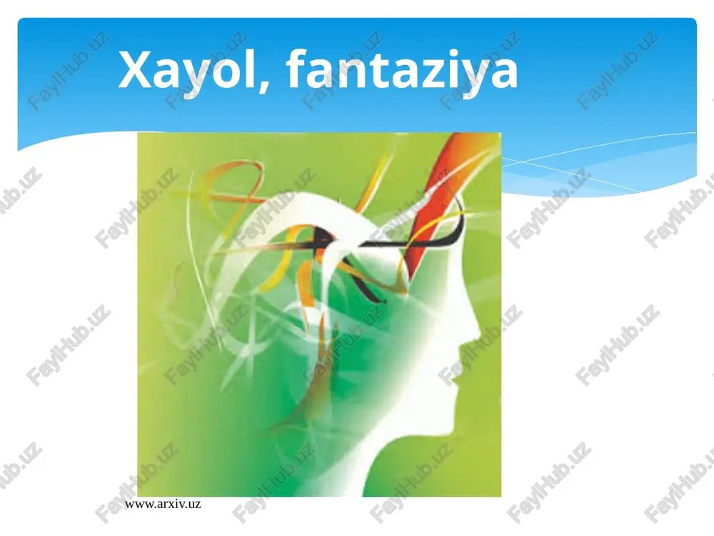 unchalar bilan ishlashda sodir bo'ladi. www.arxiv.uz www.arxiv.uz tafakkur va xayolning o'xshash hamda farqlanuvchi tamonlarini qarab chiqar ekanmiz, muammoli vaziyat oz yoki ko'p noaniqlik bilan harakterlanish mumkinligini kursatib o'tish lozim. muammoli vaziyat harakterlanadigan turli sharoitlarga bog’liq ravishda aynan bir masalaning o’zi xam xayolning yordami bilan, xam qat`iy tafakkur bilan yechilishi mumkin. www.arxiv.uz vaziyatning noaniqligi nixoyatda katta bo’lganda, ya`ni bilish shu darajaga kelganda xayol ishlay boshlaydi, deb xulosa chiqarshiga asos bordir. vaziyat qanchalik odatdagidek, aniq va ma`lum bo’lsa, fantaziya uchun shunchalik kam o’rin qoldiradi. xayol o’zining aktivligi va faolligi bilan harakterlanadi. shuning bilan birga xayol apparati faqat atrofdagi olamni o’zgartirishga qaratilgan shaxs ijodiy faoliyatining sharti sifatida foydalanish mumkin. xayol odamni amaliy aktivlikka undovchi extiyojlarga javob tariqasida ishlaydi. lekin ayrim xollarda xayol faoliyatining urnida, ya`ni soxta faoliyat sifatida harakat qilishi mumkin. www.arxiv.uz fantaziya xayotda gavdalanmaydigan obrazlarni yaratadi, amalga oshmaydigan va ko’pincha amalga oshirib bo’lmaydigan ish-harakat programmalarini belgilaydi. xayolning bunday formasi passiv xayol deyiladi. …