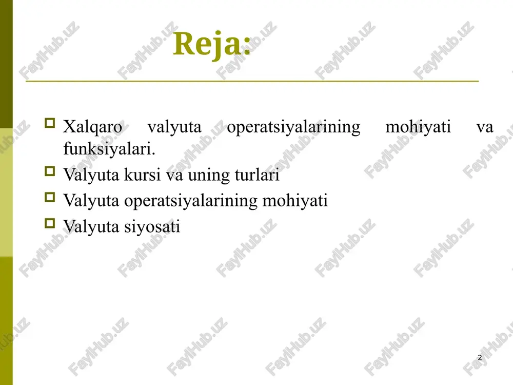 qtisodiyotlar doirasidan jahon iqtisodiyotiga chiquvchi takror ishlab chiqarish jarayonlariga xizmat qiladi. valyuta munosabatlari va takror ishlab chiqarish jarayonlari o’rtasida toʻg’ridan-toʻg’ri va teskari aloqa mavjud, shuningdek ular oʻzaro aloqador va bog’liq hisoblanadi. birinchidan, valyuta munosabatlari ijtimoiy takror ishlab chiqarish jarayoni shakllansa va oqibatda kapital, ishchi kuchi, mahsulot va xizmatlarning xalqaro ayirboshlash jarayoni sodir boʻlishi natijasida yuzaga keladi. 6 ikkinchidan, xalqaro valyuta munosabatlarining rivojlanish darajasi jahon iqtisodiyoti va milliy iqtisodiyotlarning rivojlanish darajasiga, mintaqalar, mamlakatlar guruhi va mamlakatlar oʻrtasidagi kuchlar nisbatiga bog’liq boʻladi. uchinchidan, xalqaro valyuta munosabatlari xalqaro iqtisodiy va moliyaviy munosabatlarning muhim qismi boʻlib hisoblanadi. umuman olganda xalqaro valyuta munosabatlari bir qator oʻzaro aloqador omillar ta’siri ostida shakllanadi va faoliyat koʻrsatadi, bu omillarga jahon iqtisodiyoti, jahon siyosati, diplomatiya va tijorat, sanoat ishlab chiqarishi va savdo kabilar kiradi. 7 xalqaro valyuta munosabatlari shakllanishining ikkita manbasini ajratib koʻrsatish mumkin: xalqaro munosabatlar subyektlarining o’z valyuta mablag’lari; qarz valyuta mablag’lari (xalqaro moliya bozorida). xalqaro valyuta munosabatlari …