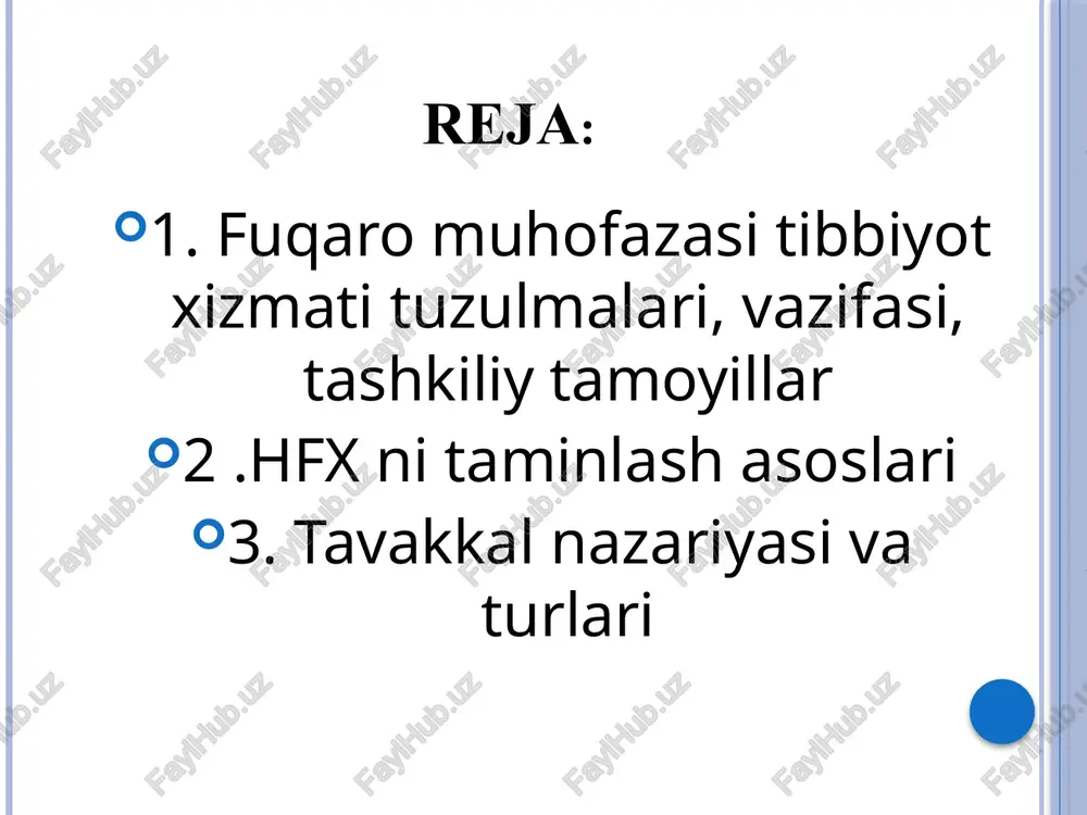 bilan aloqasi masalalariga bag’ishlangan mavzularda o`qish mumkin. ishlab chiqarish muhiti – bu mehnat faoliyati jarayonida insonga ta`sir qiluvchi omillar yig’indisidir.tabiiy muhitdagi xavfsizlik – bu ekologiyaning sohalaridan biridir. ekologiya organizmni atrof muhit bilan o`zaro ta`siri qonuniyatlarini o`rganadi. hayot faoliyat xavfsizligi quyidagi masalalarni ko`rib chiqadi: maishiy muhitdagi xavfsizlik; ishlab chiqarish muhitidagi xavfsizlik; shahar muhitidagi hayot faoliyat xavfsizligi; atrof muhitdagi xavfsizlik; tinchlik va urush vaqtidagi favqulodda holatlar. xavf-xatar deganda, odam sog‘ligiga bevosita yoki bilvosita zarar yetkazadigan ko‘ngilsiz hodisalar tushuniladi. xavfning bunday tushunchasi oldingi standart tushunchalar (ishlab chiqarishning xavfli va zararli omillari)ni o‘z ichiga oladi, chunki hayot faoliyat xavfsizligi faoliyatning hamma shakllari va omillarini nazarda tutadi. xavflar ro’yxati -----bu aniq bir tartiblar bo‘yicha qo‘yilgan nomlar, atamalardir (o‘zgaruvchan harorat, havo harakatining tezligi, havo bosimi, yorug‘lik, havoni ionlash, portlash, gerbitsid, shovqin, tebranish, yong‘in, zaharli moddalar, lazer nuri, elektr yoyi va boshqalar). har bir tekshiriladigan ob’ektda o‘tkaziladigan aniq tekshirishlar uchun shu ob’ekt (sex, ish joyi, texnologik jarayon, …