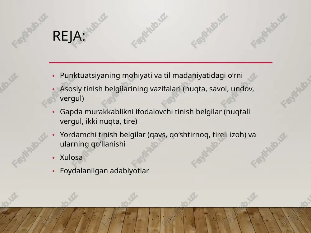 chun punktuatsiyaning roli nihoyatda muhim: ular orqali so‘z va gaplar o‘rtasidagi mantiqiy bog‘lanishlar tushunarli bo‘ladi. o‘zbek tili darslarida punktuatsiyaga alohida e’tibor berilishi, mashq va matn tahlillari orqali o‘quvchilarning savodxonligini oshirish zarur. tilimizdagi barcha tinish belgilarining grammatik asosda va mantiqiy jihatdan tushuntirilishi, ularning yozma va og‘zaki nutqdagi o‘rni mustahkamlab borilishi lozim. xulosa qilib aytganda, punktuatsiya — bu faqat grammatik qoidalar to‘plami emas, balki har bir kishining fikrni yozma shaklda aniq, tushunarli va samarali ifoda etish vositasidir. tinish belgilarini to‘g‘ri qo‘llash yozuvchi va o‘quvchi o‘rtasidagi muloqotni yengillashtiradi va til madaniyatining yuksak darajasini ko‘rsatadi. asosiy tinish belgilarining vazifalari (nuqta, savol, undov, vergul) o‘zbek tilida punktuatsiyaning asosini tashkil qiluvchi eng asosiy belgilar — nuqta, savol belgisi, undov belgisi va vergul hisoblanadi. ushbu belgilar matn tuzilmasida eng ko‘p uchraydi va har birining o‘ziga xos grammatik hamda mantiqiy vazifasi mavjud. nuqta (.) — tugallangan fikr oxirida qo‘yiladigan belgi. bu belgi orqali o‘quvchi gapning yakuniga yetganini tushunadi: …