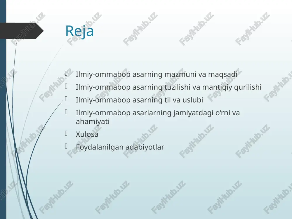 llif mavzuning ahamiyatini yana bir bor ta’kidlaydi, o‘quvchiga asosiy fikrlarni eslatadi va kelgusida izlanishlar uchun yo‘nalish ko‘rsatadi. mantiqiy va tizimli tuzilish ilmiy-ommabop matnning asosiy ustunidir. ilmiy-ommabop asarning til va uslubi ilmiy-ommabop asarlarning tili o‘ziga xos xususiyatlarga ega bo‘lib, u tushunarli, aniq va sodda bo‘lishi lozim. matnda murakkab ilmiy terminlar imkon qadar kam ishlatiladi yoki ular oddiy so‘zlar bilan izohlanadi, chunki asosiy maqsad keng ommaga ilmiy bilimlarni yetkazishdir. uslub jihatdan bunday asarlar ko‘pincha ommaviy axborot vositalaridagi maqolalar, kitoblar yoki blog postlariga o‘xshash bo‘lib, ular qiziqarli va sodda shaklda yoziladi. o‘quvchi bilan bevosita muloqotga kirishish, savollar berish va misollar keltirish orqali matn yanada jonlanadi. shuningdek, ilmiy-ommabop asarlar ko‘p hollarda tasviriylik va misollar yordamida ilmiy ma’lumotlarni jonlantiradi, bu esa o‘quvchining mavzuga bo‘lgan qiziqishini oshiradi va tushunishni osonlashtira ilmiy-ommabop asarlarning jamiyatdagi o‘rni va ahamiyati ilmiy-ommabop asarlar jamiyatda bilim saviyasini oshirishda katta rol o‘ynaydi. ular murakkab ilmiy bilimlarni oddiy va tushunarli tilda yetkazish orqali keng …