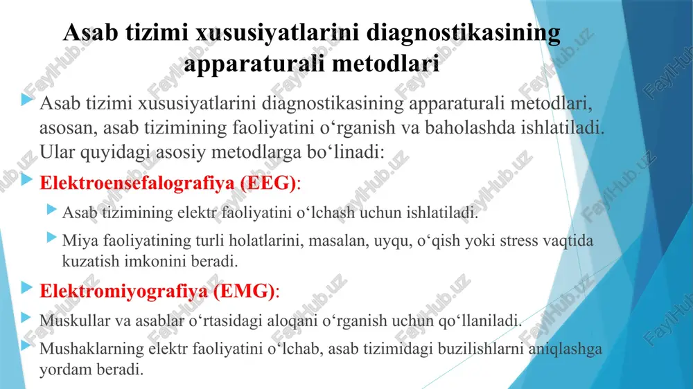 siy holati, motivatsiyasi, qaror qabul qilish jarayoni va ijtimoiy munosabatlari kabi xususiyatlarni belgilaydi. quyidagi omillar asab tizimi xususiyatlarining xulq-atvorda qanday ko‘rinishlarini aks ettiradi: hissiy javoblar: asab tizimi stress, qo‘rquv, xursandchilik kabi hissiyotlarni boshqaradi. misol uchun, stress holatida organizm “jang yoki qochish” javobini beradi, bu esa xulq-atvorni o‘zgartirishi mumkin. reaktsiya tezligi: asab tizimining tezligi va samaradorligi odamning muammolarga qanday tezda javob berishini belgilaydi. odamlar orasida tez reaktsiyalanuvchi va sekin fikrlovchi insonlar o‘rtasida farq bo‘lishi mumkin. motivatsiya: asab tizimining faoliyati insonning maqsad va motivlari bilan bog‘liq. dopamin va boshqa nevrotransmitterlar motivatsiyani shakllantirishda muhim rol o‘ynaydi. shaxsiyat xususiyatlari: ekstraversiya, introversiya, nevrotiklik kabi temperament xususiyatlari asab tizimining faoliyatiga bog‘liq. masalan, introvertlar ko‘proq ichki dunyoga e'tibor qaratishadi, ekstravertlar esa ijtimoiy vaziyatlardan ko‘proq energiya oladilar. ijtimoiy munosabatlar: asab tizimi ijtimoiy vaziyatlarda, masalan, muloqot, jamoa bilan ishlash va hissiy aloqalarda muhim rol o‘ynaydi. ijtimoiy stressga nisbatan individual reaktsiyalar asab tizimining holatiga bog‘liq. qaror qabul qilish: asab tizimining …