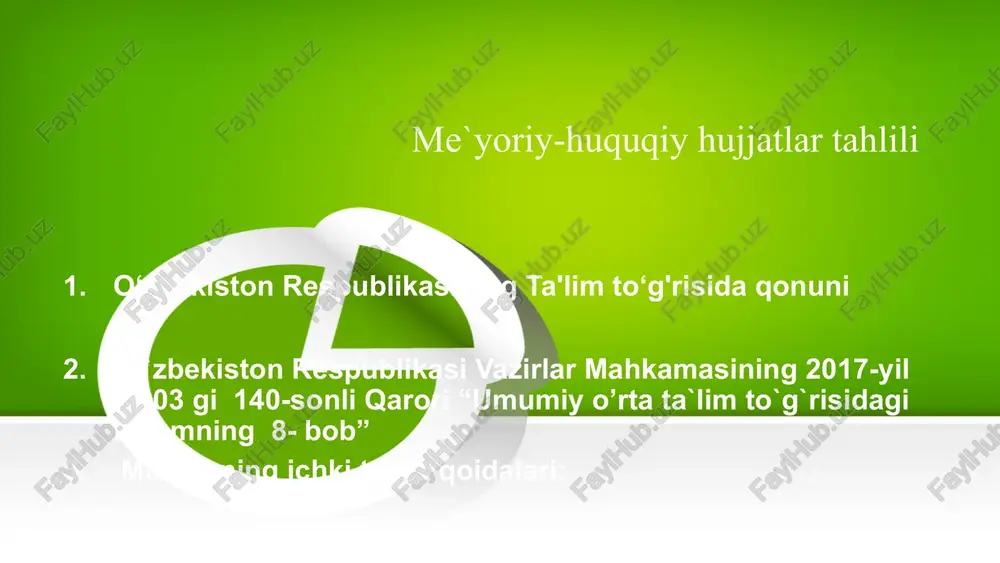 i ta’lim-tarbiya berish uchun rahbar va liderlarning samarali hamkorligida pedagogik jamoada sog‘lom muhitni yaratish sog‘lom muhit sog‘lom raqobat ta’lim -tarbiya sifati va natijadorligi vazifalar : sog'lom pedagogik muhitning xususiyatlarini aniqlash: maktab direktorining pedagogik jamoada sog'lom muhitni shakllantirishdagi rolini tahlil qilish: qiyinchiliklarni bartaraf etish uchun strategiyalar ishlab chiqish: tadqiqot natijalarini ta'lim muassasalarida qo‘llash: sog‘lom muhit hamkasblar-ning o‘zaro yordami hamkasblar bilan do‘stona munosabatlar yaxshi ish sharoitlari qoniqarli ish haqi kasbda o‘sish va rivojlanish istiqbollari sog‘lom raqobat bolalarga bo‘lgan mehr yaxshi murabbiylar va ustozlar ertalab istak bilan ishga borish jonkuyar rahbar aqsh aqsh ta'lim tizimi yuqori darajada desentralizatsiyalashgan bo‘lib, har bir shtat va hatto har bir maktab o‘z boshqaruv tizimini yaratish huquqiga ega. innovatsion yondashuvlar: aqshda ko‘plab maktablar o‘z pedagogik va boshqaruv amaliyotlarida innovatsion yondashuvlarni qo‘llaydilar. charter maktablar va magnet maktablar buning yorqin misolidir. mentorlik dasturlari: yosh o‘qituvchilarni qo‘llab-quvvatlash uchun tajribali pedagoglar mentor sifatida faoliyat yuritadi, bu esa tajriba almashish va kasbiy rivojlanishni …