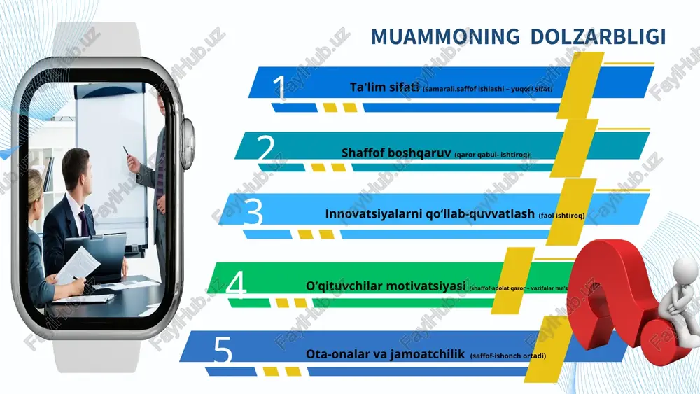 liyatiga oid huquqiy va me'yoriy hujjatlarni tahlil qilish. mavjud muammolarni aniqlash, jumladan qaror qabul qilishdagi shaffoflik yetishmasligi va samaradorlik pastligining sabablarini o‘rganish. kengash qarorlarining ijro etilishi va ularning ta'lim jarayoniga ta’sirini o‘rganish turkiya, qozog’iston, rossiya kabi mamlakatlardagi shaffof boshqaruv tizimlarini tahlil qilish. xorijiy modellarni o‘rganib, ularni milliy tizimga moslashtirish yo‘llarini aniqlash. joriy qilingan o‘zgarishlar va tavsiyalarning ta'lim jarayoniga qanchalik samarali ta'sir etayotganligini kuzatib borish. pedagogik kengash faoliyatidagi shaffoflik va samaradorlikni o‘lchash uchun maxsus monitoring tizimini yaratish va baholash mezonlarini ishlab chiqish. pedagogik kengash qarorlarini jamoatchilik va ota-onalarga ochiq ravishda yetkazish, ularning fikr-mulohazalarini hisobga olish. o‘zaro hamkorlik va muloqot platformalarini tashkil etish. natijalarni monitoring qilish va baholash: jamoatchilik ishtirokini ta'minlash: xorijiy tajribalarni o‘rganish qozog‘iston ta'lim tizimida pedagogik kengashlarning samaradorligini oshirish va shaffofligini ta’minlashga qaratilgan islohotlar amalga oshirilmoqda. mamlakatda ta'lim islohotlari doirasida pedagogik kengashlarning rolini kuchaytirishga va ularning faoliyatini shaffoflashtirishga qaratilgan yondashuvlar mavjud. qozog‘iston turkiya rossiya turkiyada kengashlarning qarorlarini ochiq qilish va …