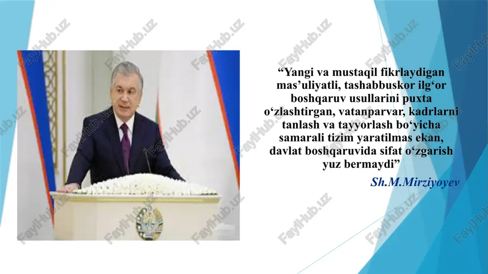 lim muassasalarida pullik ta’lim xizmatlarini ko‘rsatish tartibi to‘g‘risida nizomni tasdiqlash haqida”gi 343-sonli qaror o‘zbekiston respublikasi vazirlar mahkamasining “favqulodda vaziyatlarning oldini olish va bunday vaziyatlarda harakat qilish davlat tizimi faoliyatini samarali tashkil etish chora -tadbirlari to‘g‘risida”gi 2023-yil 29-apreldagi 171-sonli qarori mavzuni o‘rganishdan maqsad - maktab binosi, labaratoriya xonalari, kompyuter xonalarni saqlash va ulardan samarali foydalanish uchun maktab jamoasi o‘rtasida aniq strategik qaror ishlab chiqaman va bu qarorda o‘quvchilar o‘rtasida “eng zo‘r loyihachi” tanlovini har chorakda tashkil qilaman. loyiha g‘oliblarini rag‘batlantirib boraman. maktabda tashkil etilgan bog‘, uzum, tol va teraklarni parvarishlab ulardan tushadigan mablag‘larni maktab binolarini saqlashga yo‘naltiraman. iii. m a q s a d 7 iv. vazifa ta’lim muassasasida maktab mulkini asrash maqsadida nazoratni kuchaytirish uchun jamoa bilan chora-tadbir ishlab chiqish maktab bog‘ini obodonlashtirishda faol bo‘lgan bog‘bonlarni rag‘batlantirib borish. “maktab binosi – bu mening uyim” mavzusida ertalabki radio eshittirishlar, davra suhbatlari hamda mavzuga doir tadbirlar orqali o‘quvchilar ma’naviyatini yuksaltirish oila – …