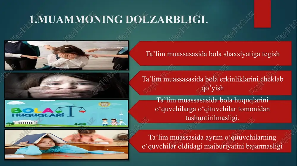soblanib u majburiy emas. ta’limning maqsadi universitetga kiritishdir.bolalarni kichik yoshdan tozalikka, jamoaviylikka o‘rgatish, turli narsalar uchun javobgarlik hissini shakllantirish ular katta bo‘lganda, albatta, asqotadi. rossiyada bolalar majburiy bepul umumiy ta’lim va tanlov asosida bepul ta’lim olish huquqiga ega. rossiyada taʼlim olish huquqini amalga oshirish imkoniyatini taʼminlaydigan umumiy taʼlim, kasb-hunar taʼlimi, qoʻshimcha taʼlim va kasb-hunar taʼlimiga kabilarga boʻlinadi. o’rta maktab dasturlari bo’yicha bolaning oilaviy ta’limini tashkil etish uchun ota-onalarga oilaviy ta’lim uchun kompensatsiya olish huquqiga ega. rossiyaning faqat beshta mintaqasida ota-onalar o’z farzandlarining oilaviy ta’limi uchun tovon oladilar. janubiy koreyada yaxshi taʼlim olish har qanday koreysning muvaffaqiyatli martabasini shakllantirishda hal qiluvchi ahamiyatga ega, shuning uchun nufuzli taʼlim muassasasiga kirish vazifasiga ustuvor ahamiyat beriladi va kirish imtihonlarini topshirish jarayoni juda ogʻir boʻlishi mumkin. koreya davlat maʼmuriy organlari bolaning dastlabki yillaridan to oʻrta maktabdagi soʻnggi yiligacha butun oʻquv jarayonini aniq shakllantiradi va nazorat qiladi. matematikaga, koreys va ingliz tillariga, aniq fanlarga va jamiyat …