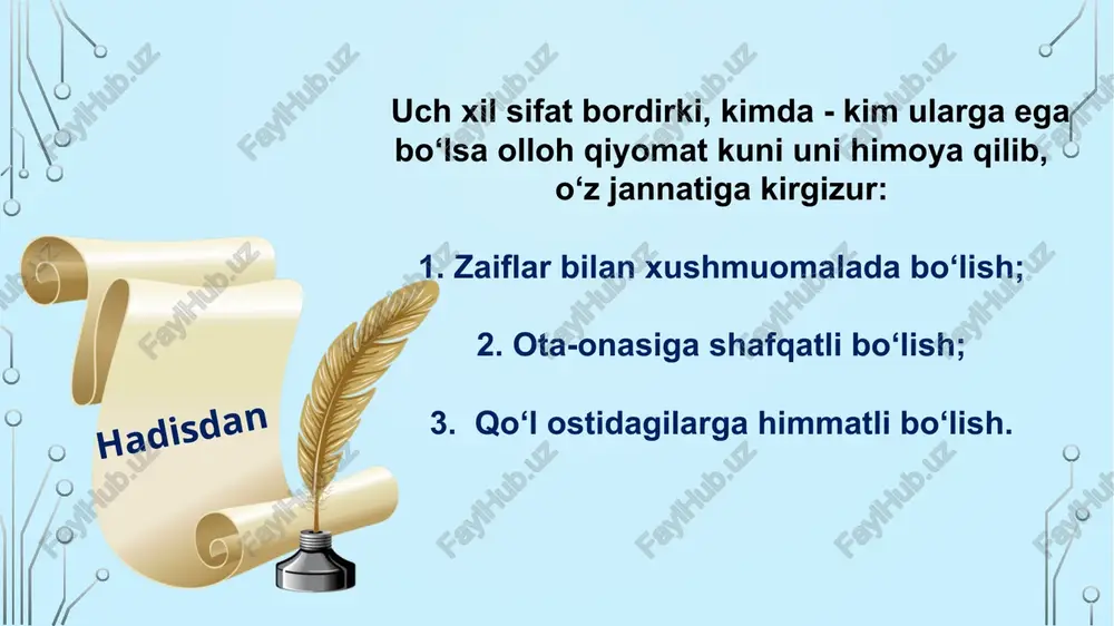 2017-yil x.a.muxitdinov, a.a.sobirov "boshqaruv nazariyasi". cho‘lpon nomidagi nashriyot-matbaa ijobiy uyi toshkent -2012 yil butun jahon internet tarmoqlari . 1. lex.uz 2. vikipediya 3. http:/ /library.navoiy-uni.uz > ... pdf o‘zbekiton respublikasi konstitutsiyasi 2-modda: davlat xalq idorasini ifoda etib, uning manfatlariga xizmat qiladi. davlat organlari va mansabdor shaxslar jamiyat va fuqorolar oldida ma’suldirlar. 5 maqsad… tashkilotdagi raxbar , xodimlarning demotivatsiya xolatini keltirib chiqaruvchi sabablari va omillarini aniqlab ular bilan yaqin munosabatda bo‘lib kamchiliklarini bartaraf etish va eng yaxshi motivatsion ko‘nikmalarni ularda shakillantirib jamoada sog‘lom muhitni yaratishni maqsad qilib olish. vazifa… 6 muammoni bartaraf etish xar qanday holatda ham tinglay bilish sizning ximoyangiz ostida ekanligini xis qilsin mativatsiya berib oldiga qo‘ygan maqsadga erishishiga yordamlashish ma‘naviy rag‘bat moddiy rag‘bat muommo yuzasidan xorijiy tajriba o‘rganilganligi . 1. yaponiya davlatlarining ta‘limga bo‘lgan e‘tibori 2. finlandiya ta‘limotini hozirgi zamonga mutanosibligi 3. anglya davlatida rahbarlar demativatsiyaga ega xodimlar bilan ishlashda yetarli bilimlarga ega ekanligi. 7 8 qiyosiy tahlil …