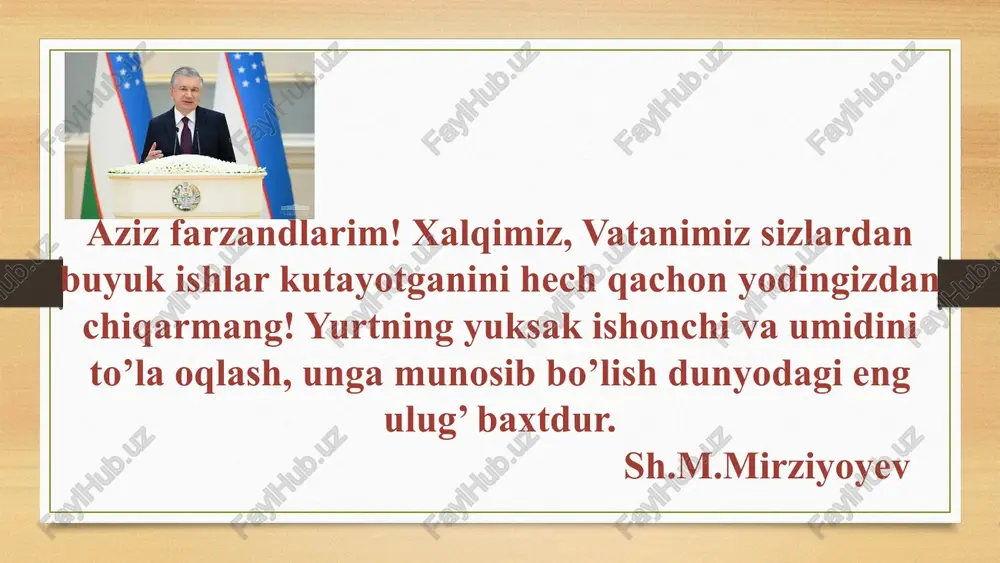 n bo‘lgan maqsadlarni belgilash muhim ahamiyatga ega. 03 haqiqiy va erishish mumkin bo'lgan maqsadlarni qo'yish orqali talabalar muvaffaqiyatga erishishlari, o'ziga bo'lgan ishonchlarini oshirishlari va o'zlarining ilmiy muvaffaqiyatlarida davom etishlari uchun motivatsiyani his qilishlari mumkin. 02 01 o‘qituvchilar va ota-onalar bilan yaqindan hamkorlik qilib, o‘zlashtiruvi past bo‘lgan o‘quvchilarni o‘z maqsadlariga erishishda qo‘llab-quvvatlash va ularning erishgan ballarida ijobiy o‘sishni kuzatish mumkin. o‘zlashtirishi sust bo‘lgan o‘quvchilarning o‘zlashtirish mumkin bo‘lgan maqsadlarni belgilash. muammo yuzasidan xorijiy tajribalarni o‘rganilganligi qiyosiy tahlil etilganligi. o‘zbekiston o‘zbekistonda sinflarni komplektlash bo‘yicha o‘quvchilar soni har bir sinfda 25-35 nafargacha bo‘ladi finlandiya finlandiya ta’lim tizimida sinflarni komplektlash har bir sinfda 15 nafardan o‘quvchilar ta’lim oladi taklif bizda ham har bir sinfda o‘quvchilarning soni sezilarli darajada kam bo‘lsa eng avvalo ta’lim sifatiga ijobiy ta’sir qiladi hamda o‘quvchilar bilan individual ishlash osonroq bo‘ladi. o‘zlashtirish darajasi sust bo‘lgan o‘quvchilar uchun qulay o‘quv muhitini yaratish 3 o‘zlashtirish darajasi past bo‘lgan o‘quvchilarning o‘zlashtirish ballarini oshirish ko‘p qirrali …