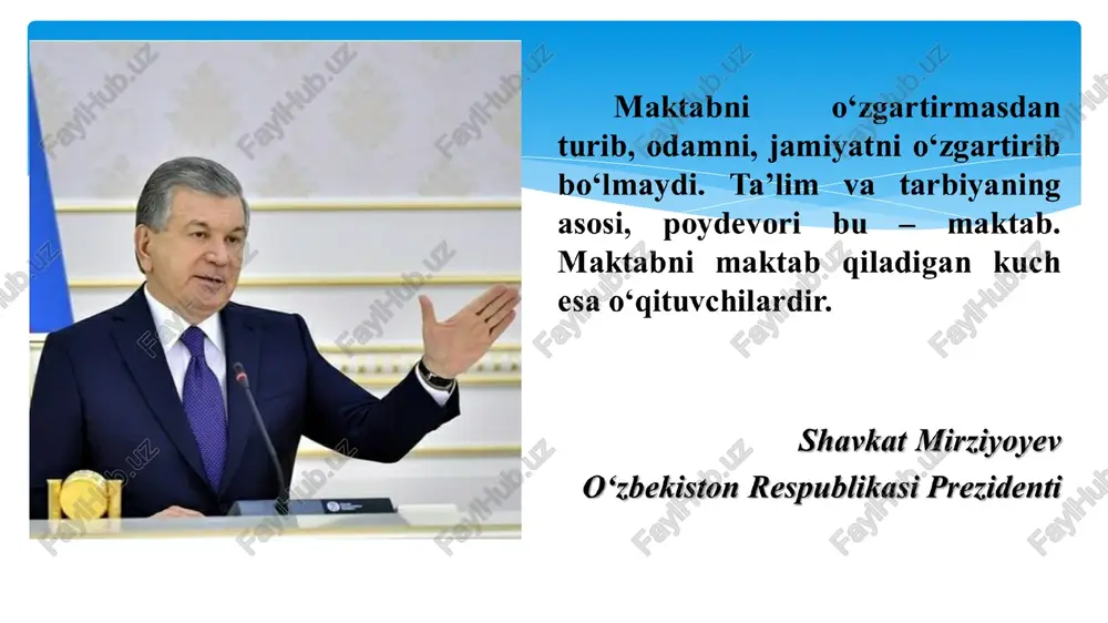 onal rivojlanish kurslari tashkil etiladi. yosh mutaxassislar 1yildan 6 yilgacha sinov muddatida bo‘lishadi. yaxshi ishlagan yosh mutaxassislar moddiy va ma’naviy rag‘batlantiriladi. buyuk britaniya singapur finlandiya buyuk britaniyadagi ko‘plab yosh mutaxassislar ijtimoiy jihatdan ongli va o‘z qadriyatlariga mos keladigan ish o‘rinlarini izlaydilar. yosh mutaxassislar 1 yildan 3 yilgacha sinov muddatida bo‘ladi. malakali ustoz 3 yil davomida yosh mutaxassis bilan ishlash jarayonida o‘zining faoliyati haqida kengashga maqola va hisobotlar taqdim etadi. * yosh mutaxassislarni qadr- qimmatini oshirishadi. o‘qituvchilar mehnatini tan olish va nishonlash uchun mukofotlar va sertifikatlar taqdim etishadi. yosh kadrlarga stressni boshqarishi uchun yordam berishadi. * psixologik maslahat xizmatlarini taqdim etib borishadi. * yosh mutaxassislarni qo‘nimsizligini bartaraf etish uchun bir qancha samarali tizimlar qo‘llaniladi * yosh mutaxassislarni ishdan zavq olishlari uchun qulay ish sharoitlari yaratishadi. * yosh mutaxassislar uchun raqobatbardosh ish haqi va turli imtiyozlar taqdim etiladi. mavzuning qiyosiy tahlil etilganligi № amaldagi holat (oʻzbekistonda) amaldagi holat (xorijda) taklif 1 pedagoglarning …