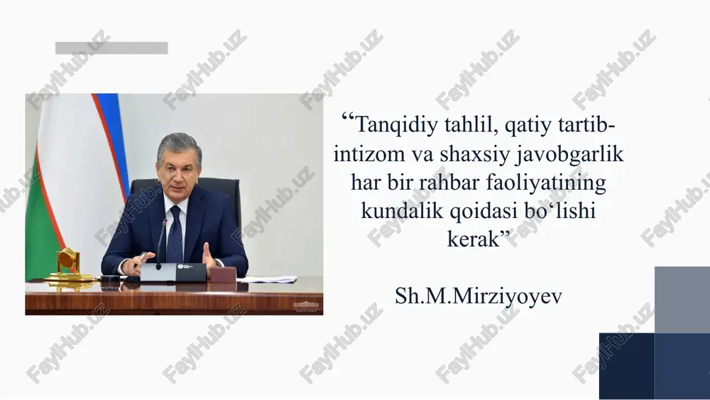 ishni yanada takomillashtirish to‘g‘risida”gi qarori (01.06.2022 yildagi 295-son) https://lex.uz/uz/docs/-6044094 o‘zbekiston respublikasi vazirlar mahkamasining “umumiy o‘rta ta’lim to‘g‘risidagi elektron shahodatnomaning davlat namunasini tasdiqlash haqida”gi qarori (31.01.2023 yildagi 44-son) https://lex.uz/uz/docs/-6374834 mavzuga oid adabiyotlar prezident ma’ruzalari va ilmiy-metodik adabiyotlar o‘zbekiston – yoshlar mamlakati” o‘zbekiston respublikasi prezidenti sh.mirziyoyevning bmt bosh assambleyasining 72-sessiyasidagi ma’ruzasi 2022 yil 24 iyun https://strategy.uz/index.php?news615 o‘zbekiston respublikasi prezidenti sh.mirziyoyev raisligida ta’lim sohasidagi muammolar, ularni hal etish va ta’lim sifatini oshirishga bag‘ishlangan videoselektor yig‘ilishidagi ma’ruzasi, 2023 yil 30 oktabr https://daryo.uz/k/2020/10/30/ 3. “innovatsion ta’lim texnologiyalari va pedagogik kompetentlik” moduli bo‘yicha o‘quv-uslubiy majmua. – t.: tdpu huzuridagi pkqtmto tarmoq markazi, 2016. kondratyuk t.v. chetvertaya promyshlennaya revolyutsiya: kakie kompetentsii neobkhodimy sotrudnikam? strategicheskie resheniya & risk-menedjment, № 3 (108), 2018. – s.66-79. mavjud muammolar 4k maqsad kommunikativlik kollaboratsiya muloqot qilish qobiliyati hayot davomida zarur bo‘lgan mahoratdir. muloqotsiz maktabda ham, universitetda ham, ishda ham, shaxslararo ham munosabat qilolmaysiz. hamkorlik bu jamoada ishlash ko‘nikmasi. topshiriqni bajarayotganda yordamni qabul …