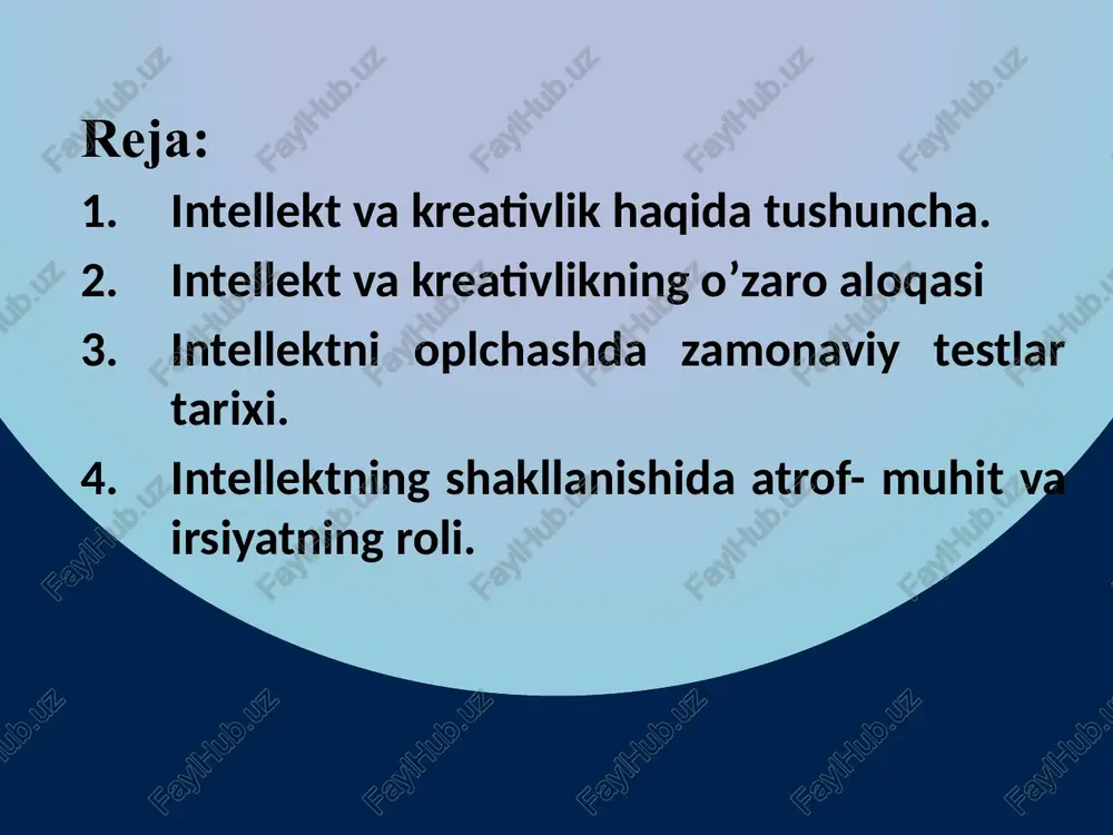 ardnerlarning fikricha bir necha qobiliyat shaxsni omadli bo‘lishiga olib kelishi mumkin. 1.ijodiylik mezonlaridan biri - bu nostandartlikdir 2.ikkinchi mezon - anglanganlikdir t.riboning fikricha inson psixologik jihatdan taraqqiy etish jarayonida o‘zini qurshab turgan barcha ob’ektlarni o‘zlashtirib boradi ular to‘g‘risida ba’zi ta’sirlar, tasavvurlarni umumlashtiradi idrok ko‘lamining kengayishi bilimning oshishi insonning psixologik taraqqiyotiga olib keladi diqqatni bir vaqtning o‘zida bir nechta ob’ektga qarata olishi insonning psixologik taraqqiyotiga olib keladi. uning taraqqiyotini 3 bosqichga ajratadi: 1.imitatsiya (tashqi taqlid). 2.identifikatsiya (o‘qituvchining bilimlarini o‘ziga singdirish, uning shaxsiy fazilatlari, xususiyatlarini o‘zlashtirib borish). 3.refleksiya (insonning o‘zini o‘zi anglagan holda bo‘lg‘usi faoliyatini amalga oshirishi, muayyan rejalar tuzishi, ularni hayot va faoliyatga tatbiq etishi). sternberg va uning kasbdoshlari kreativlikning 5 komponentini ishlab chiqishgan. tavakkalchilik- yangi ta’surotlarni qidirish. ichki motivatsiya majburlikdan ko‘ra shaxsda murakkab masalani yechishda qiziqiqish va qoniqish hissini yuzaga keltiradi ijodiy muhit shaxsdagi ijodiy g‘oyalarni qo‘llab-quvvatlashga yordam beradi. tasavvuriy tafakkur narsa va hodisalarini yangidan ko‘rishga, ularni qayta yaratishga va …